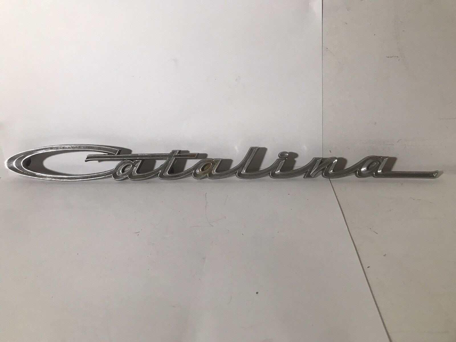Vintage Pontiac Catalina 1964 Emblem Badge Script Fender Trim Metal Original 