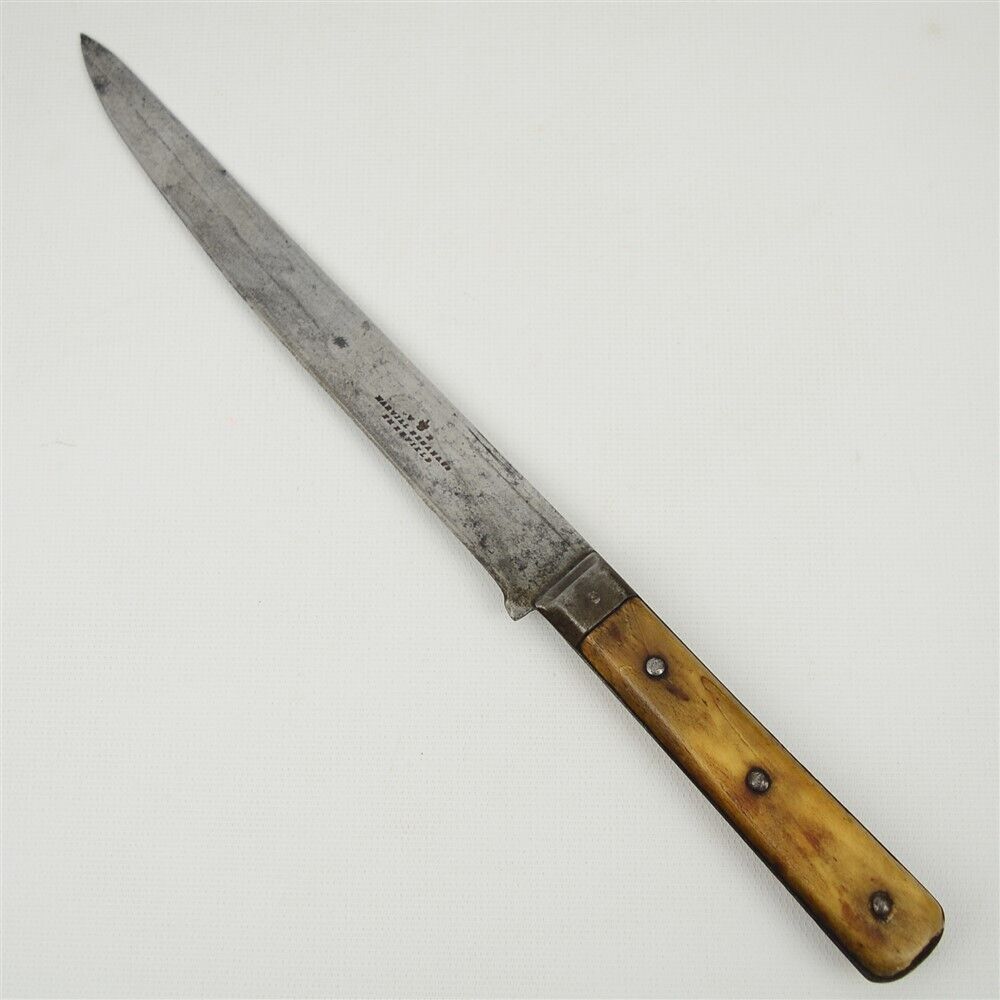 Late 1800s Marvill Regan & Co. Bovine Bone Handled Kitchen Knife Sheffield