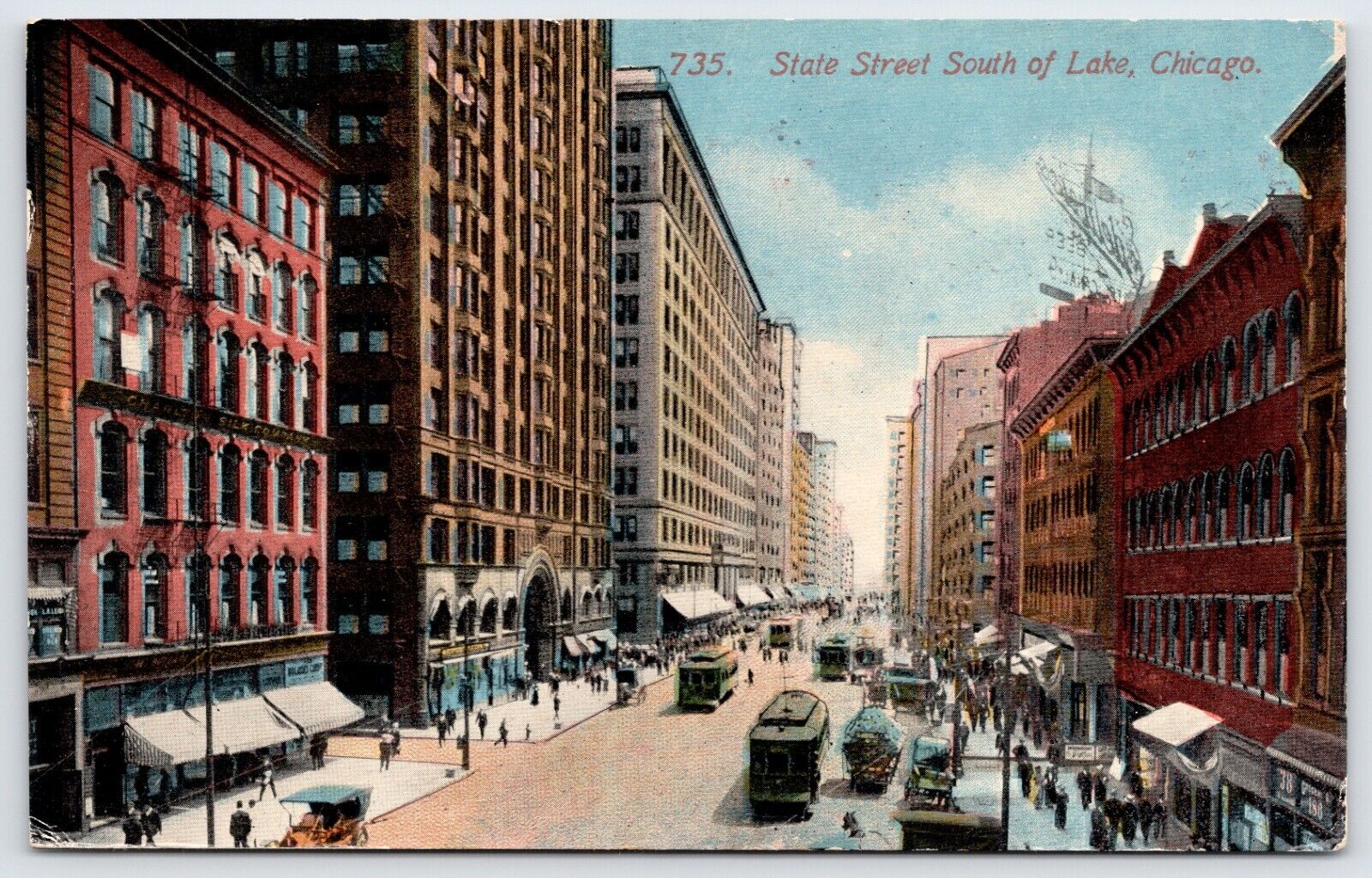 Postcard State Street South Of Lake, Chicago Illinois Posted 1915