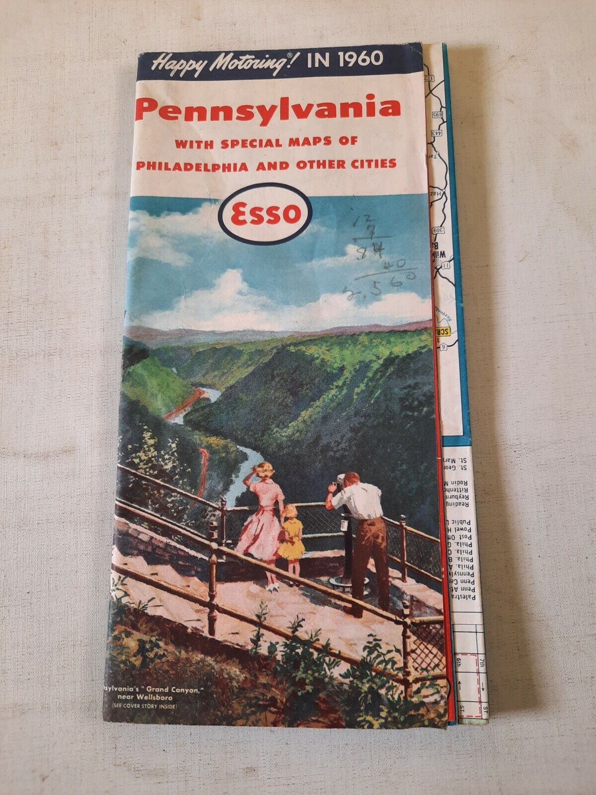 Vtg 1960 Esso Pennsylvania road map special maps of Philadelphia & other cities 