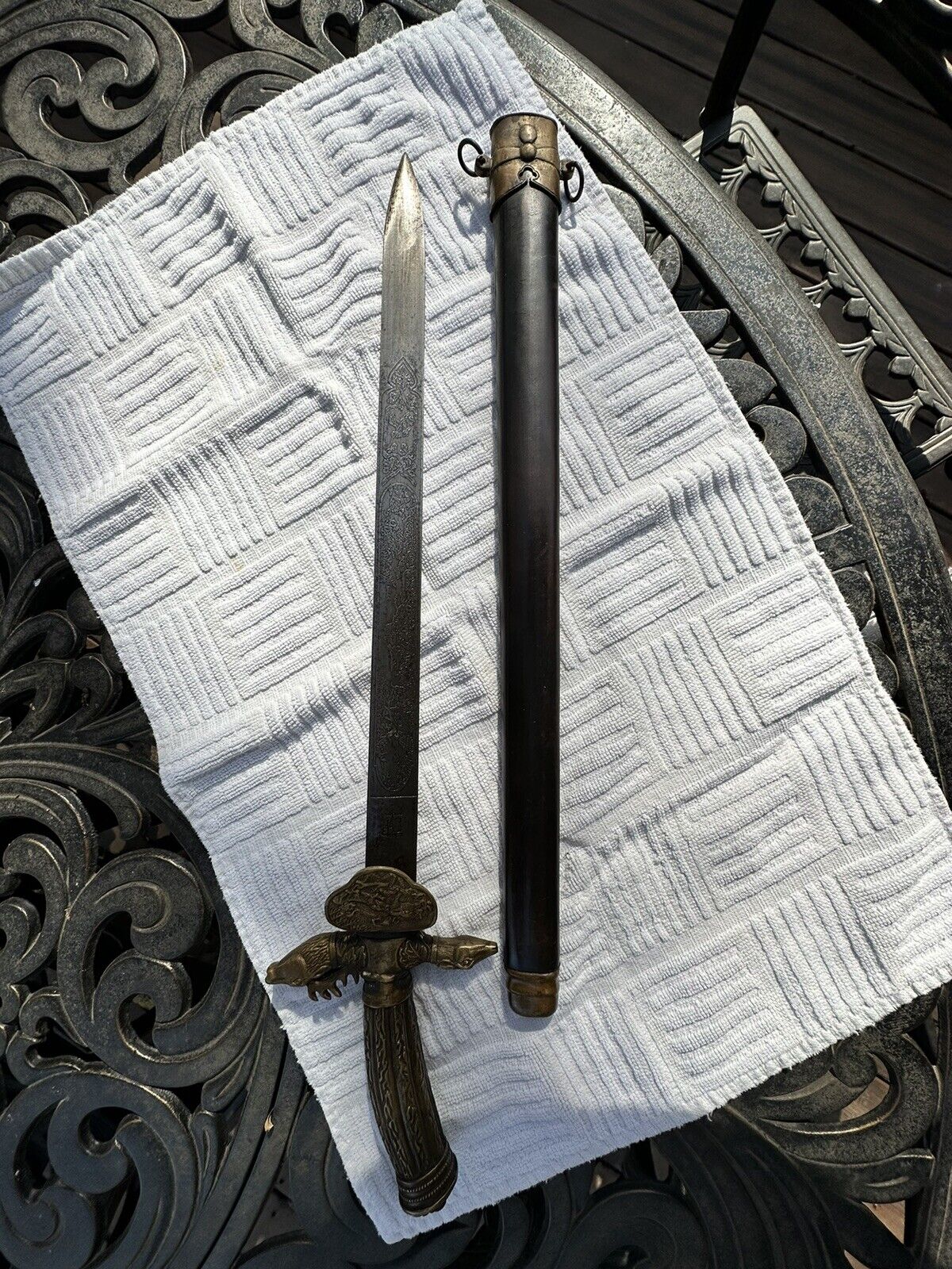 German Vintage Royal Hunting Dagger Knife Sword Hirschfanger w Maker\'s Mark