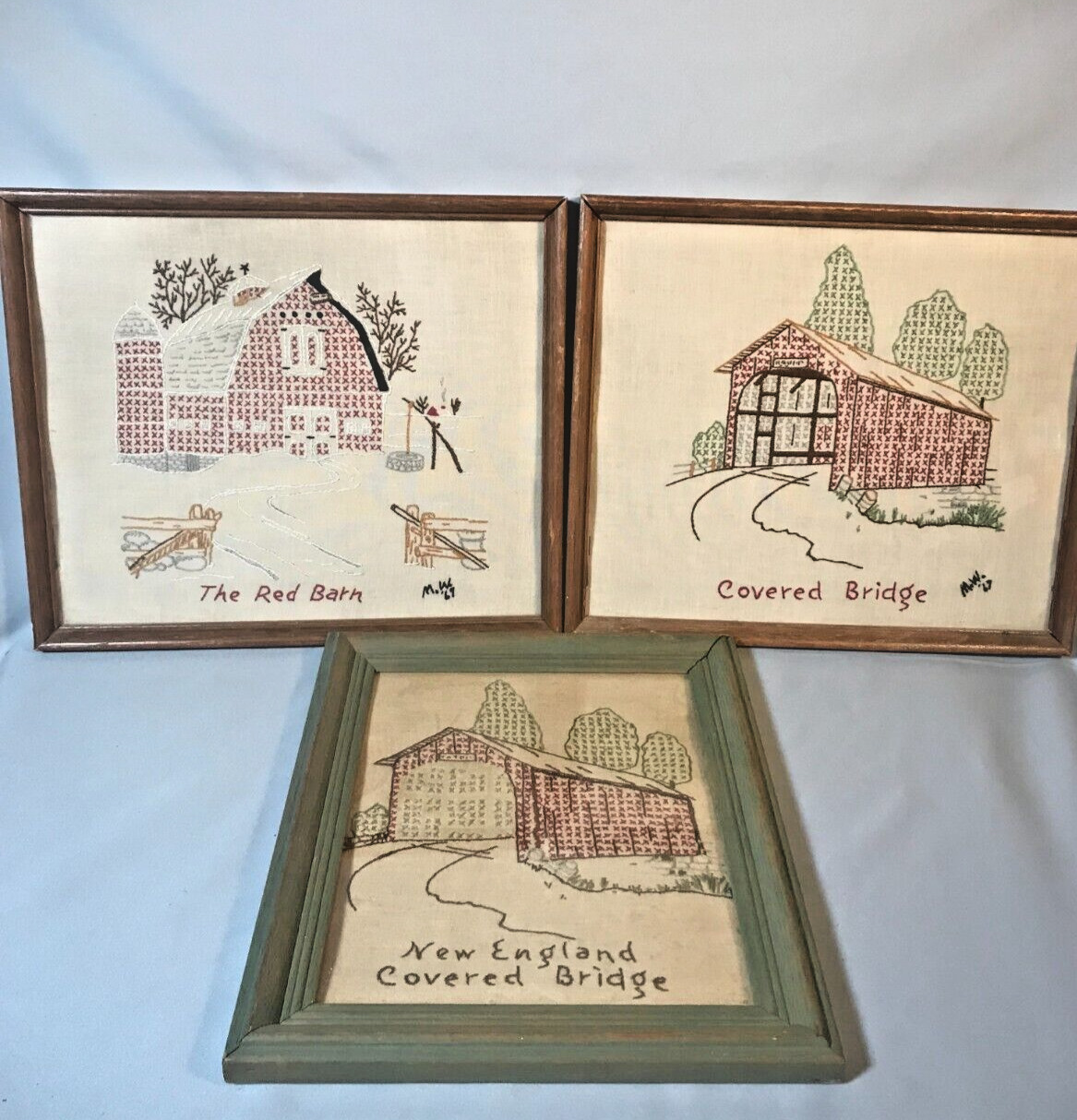 Framed Samplers, lot of 3, 1967 Handmade