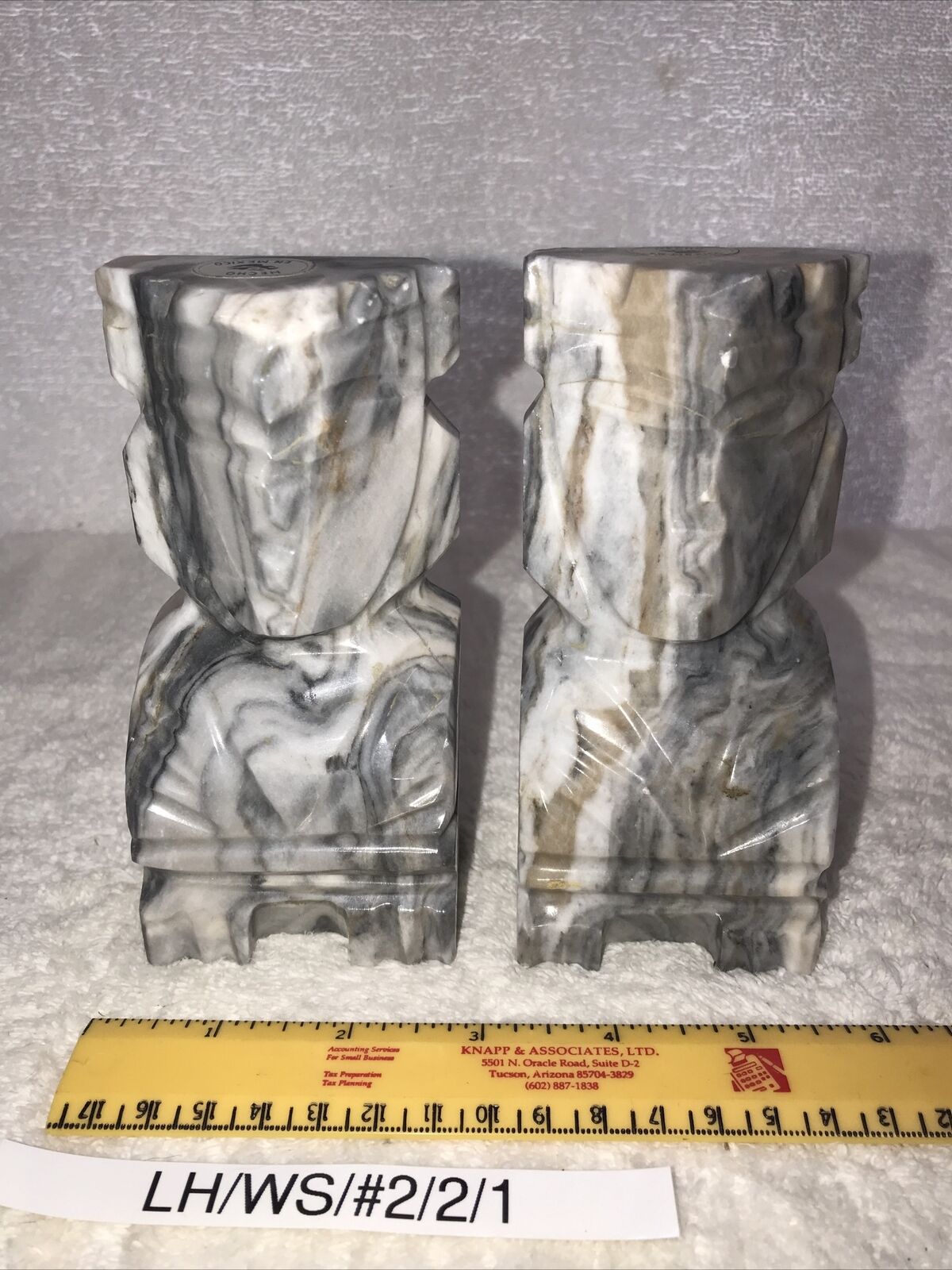 Onix Marble Bookend Aztec Hand Carved