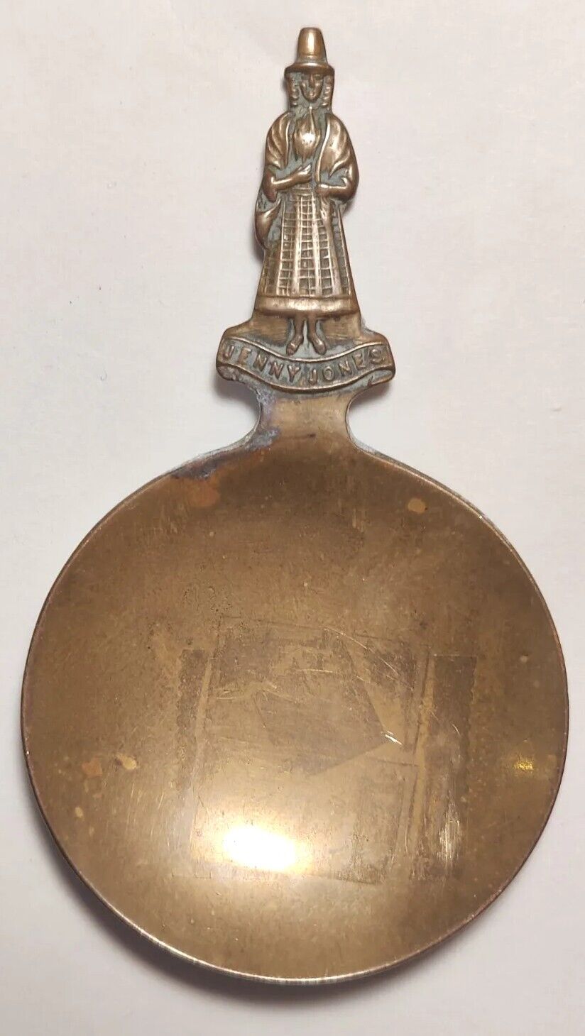 Antique 1850\'s Jenny Jones brass tea caddy spoon 3 inches