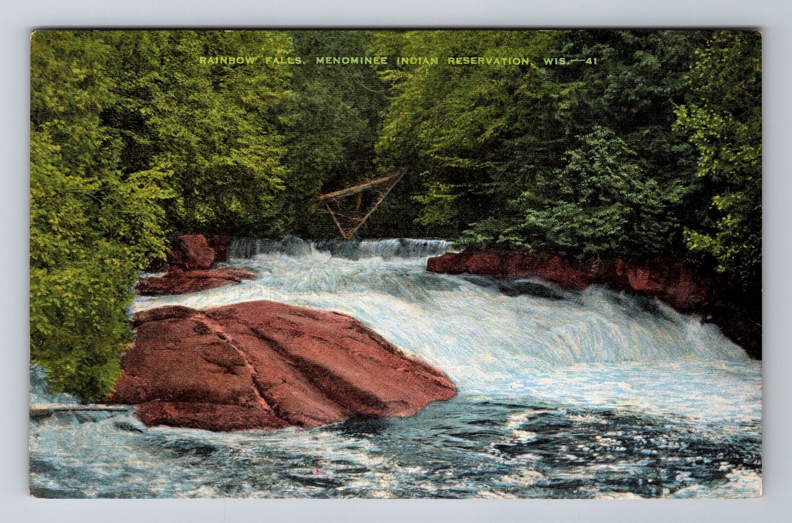 Menominee WI-Wisconsin, Rainbow Falls, Antique, Vintage Souvenir Postcard