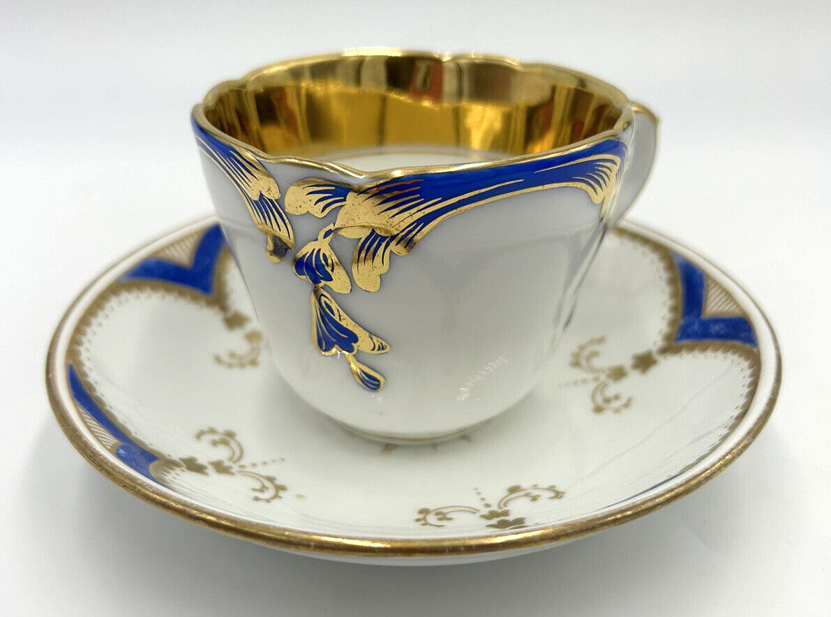 Cobalt Blue & Gold Decorated Old Paris Porcelain Teacup And Saucer