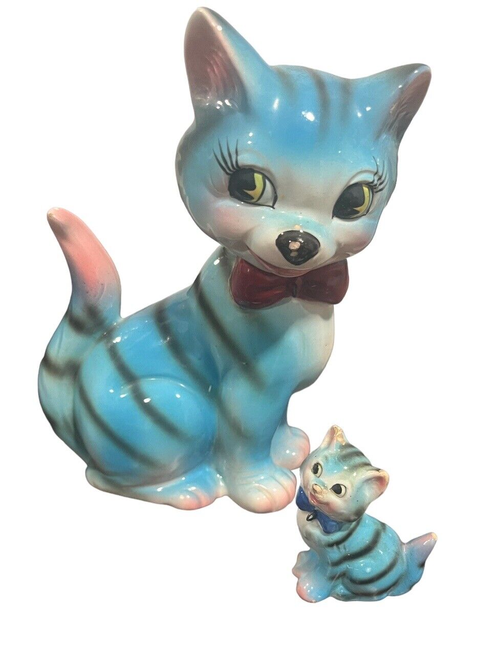 RARE Vintage 1950\'s Lipper & Mann Creations Mother Cat And Kitten Ceramic Figure