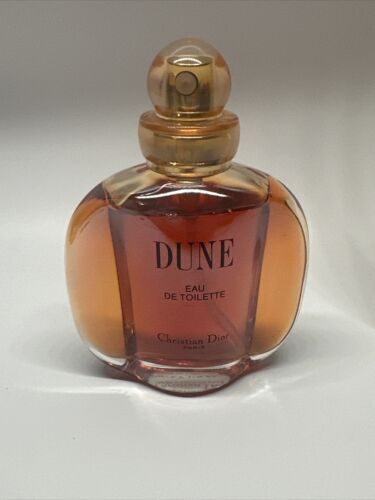 Vintage Christian Dior Dune Eat De Toilette 1.7 Oz. Glass Bottle Near Full