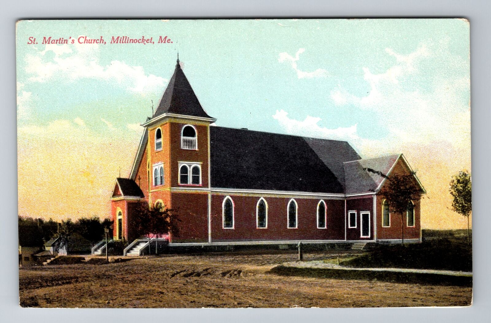 Millinocket ME-Maine, St Martin's Church, Religion, Antique, Vintage Postcard