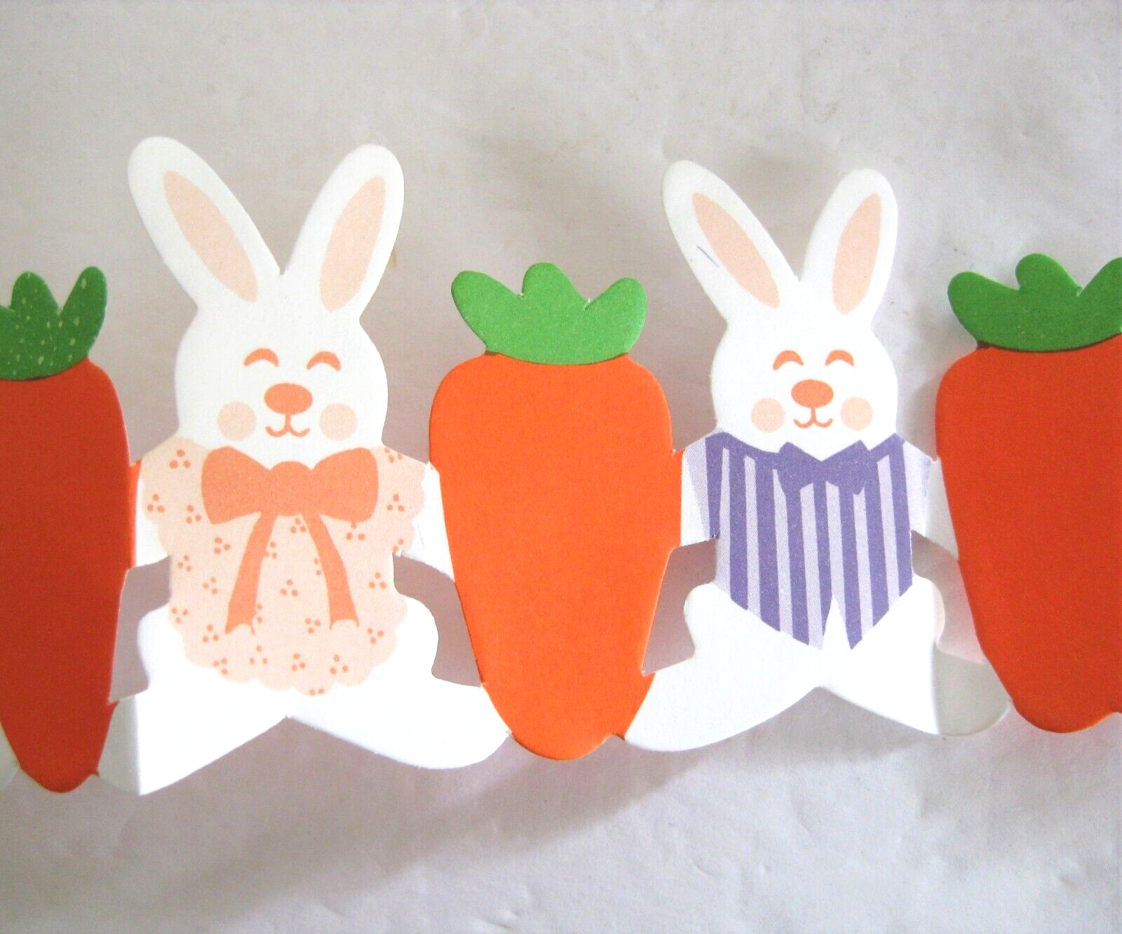 Vintage 80s 90s Paper Bunny Rabbit Garland Carrots 112in Spring Easter 9ft