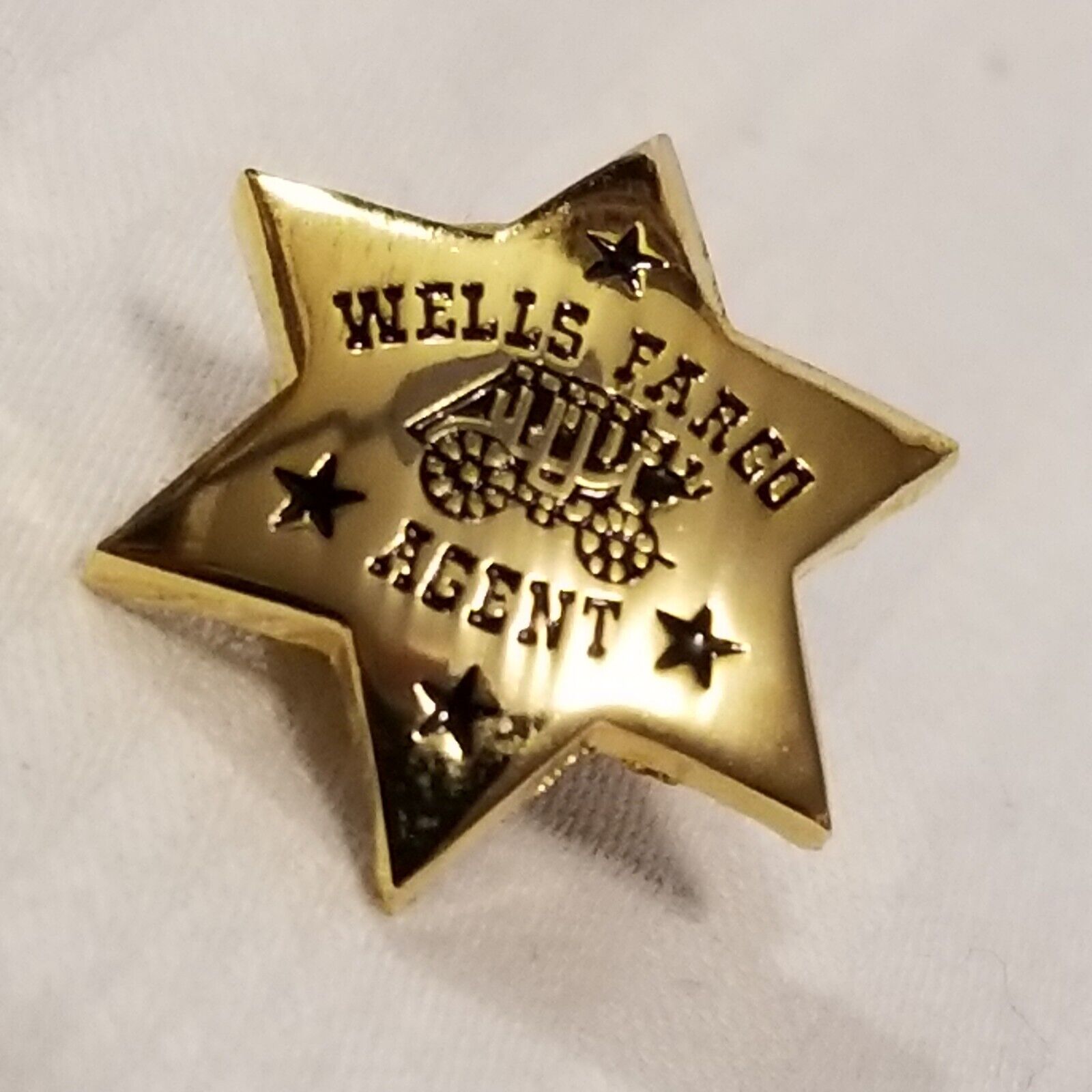 Wells Fargo Agent Star Badge Old West Tie Tack Lapel Pin Back Stagecoach pinback