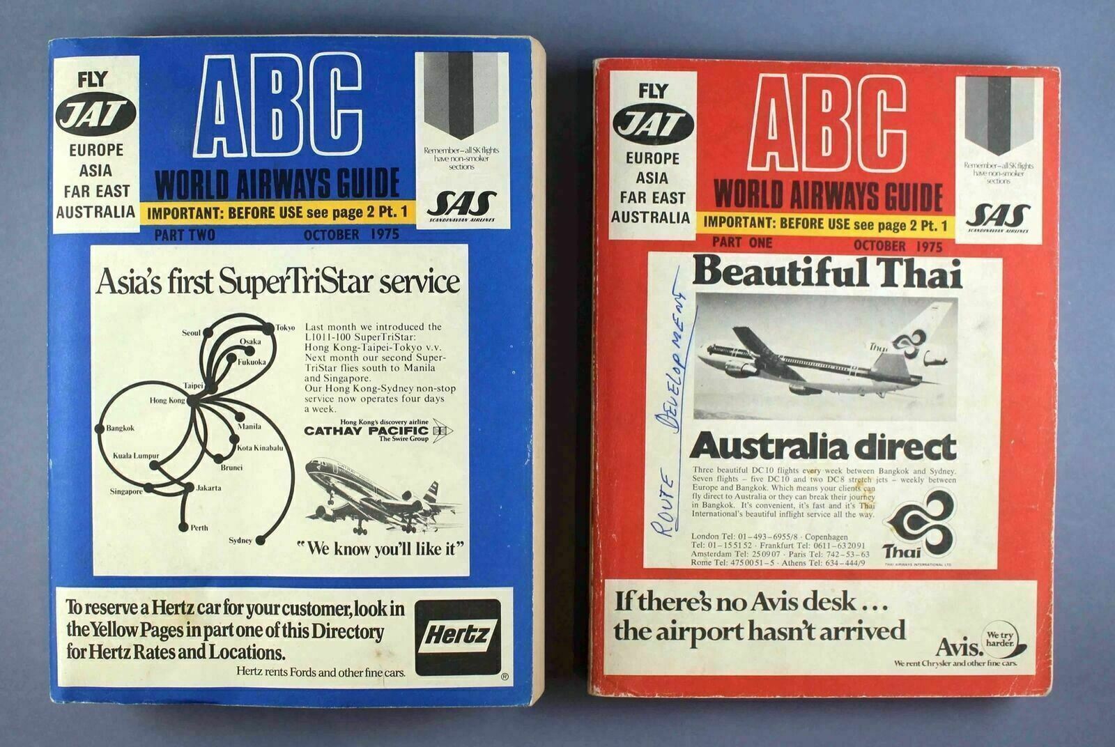 ABC WORLD AIRWAYS GUIDE OCTOBER 1975 AIRLINE TIMETABLE EL AL AIR ZAIRE AEROFLOT