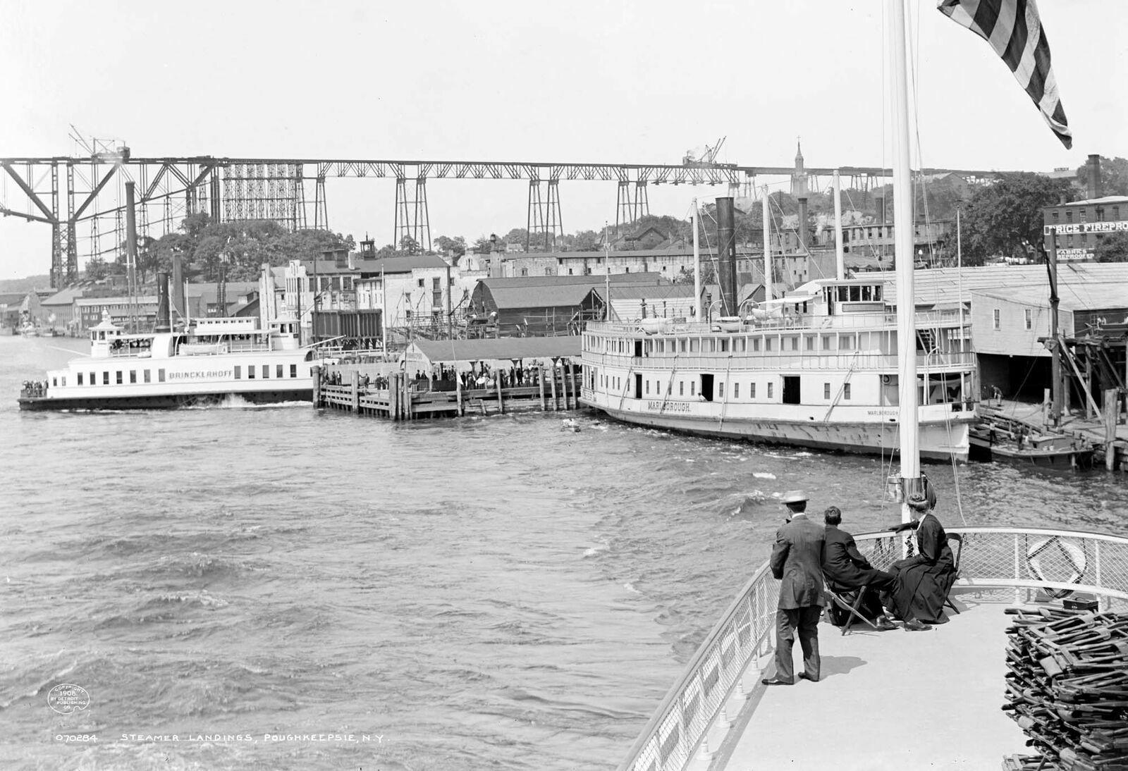 1908 Steamer Landings Poughkeepsie New York Vintage Old Photo 13\