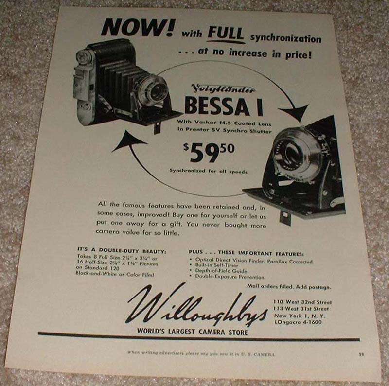 1953 Voigtlander Bessa I Camera Ad, Synchronization