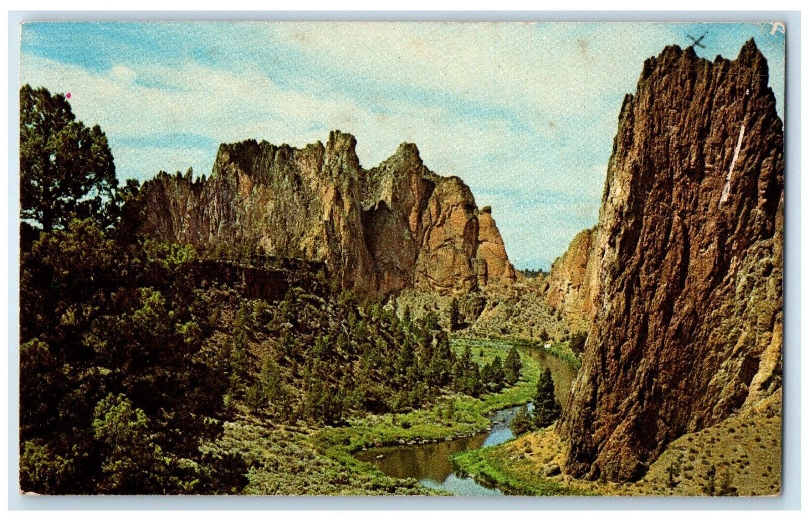 1969 Birds Eye View Smith Rocks Crooked River Central Oregon OR Vintage Postcard