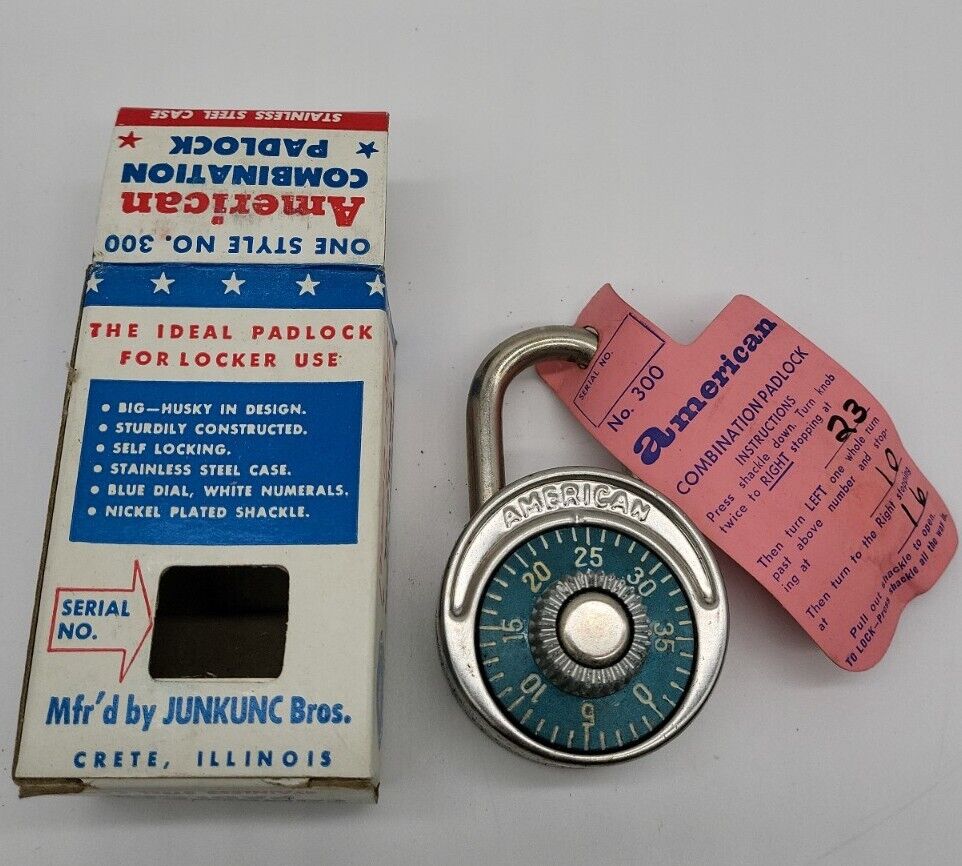American Lock Company Vintage Combination Padlock, Box, Combination MADE IN USA 