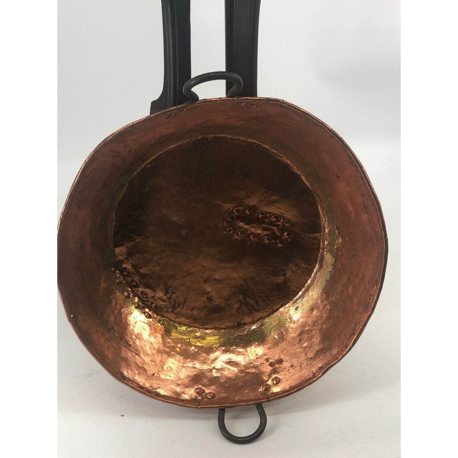 Antique Copper Brass and Wrought Iron Pan Bowl Skillet Kettle