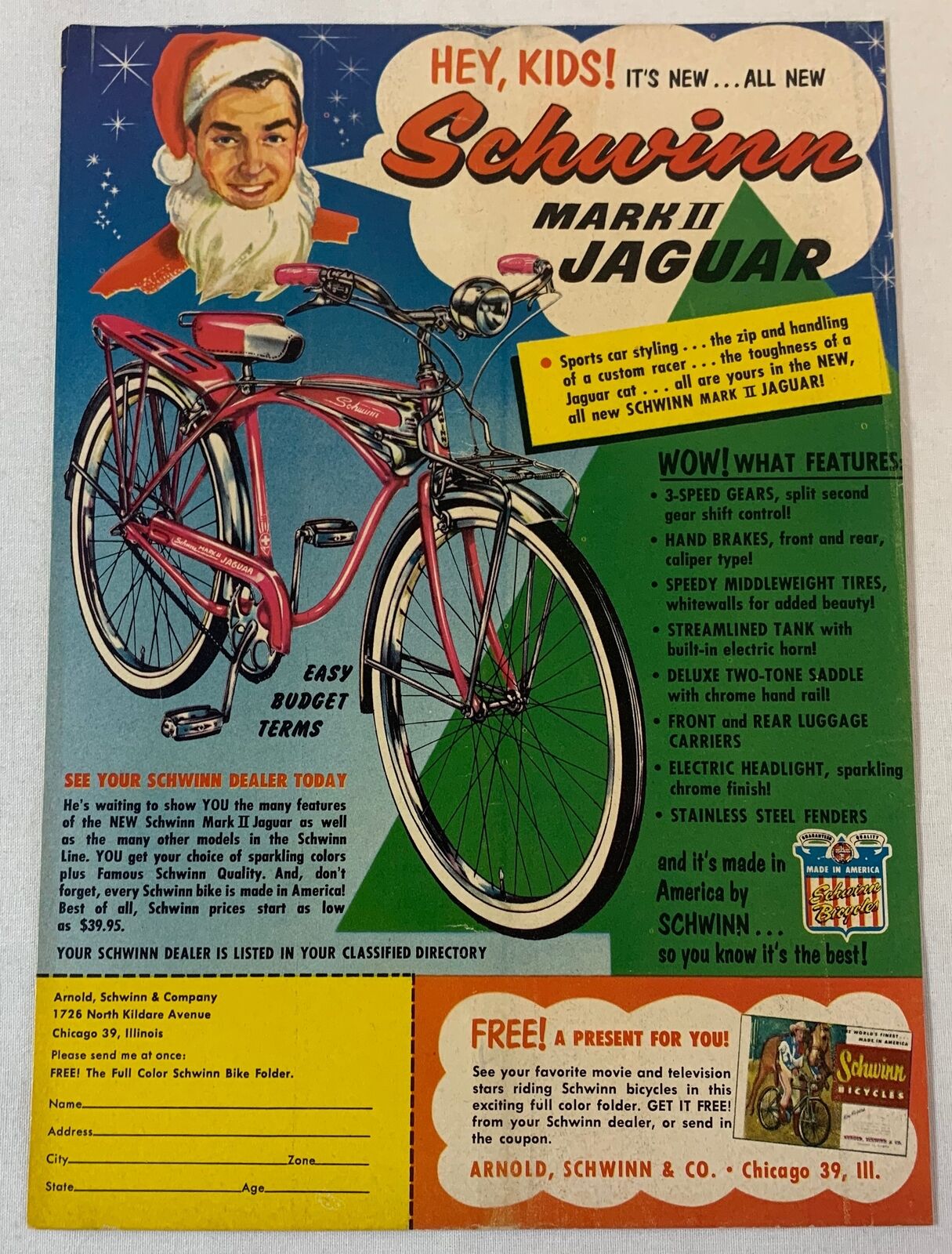 1956 Schwinn MARK II JAGUAR ad page ~ Roy Rogers ~ Christmas ~ Hey Kids