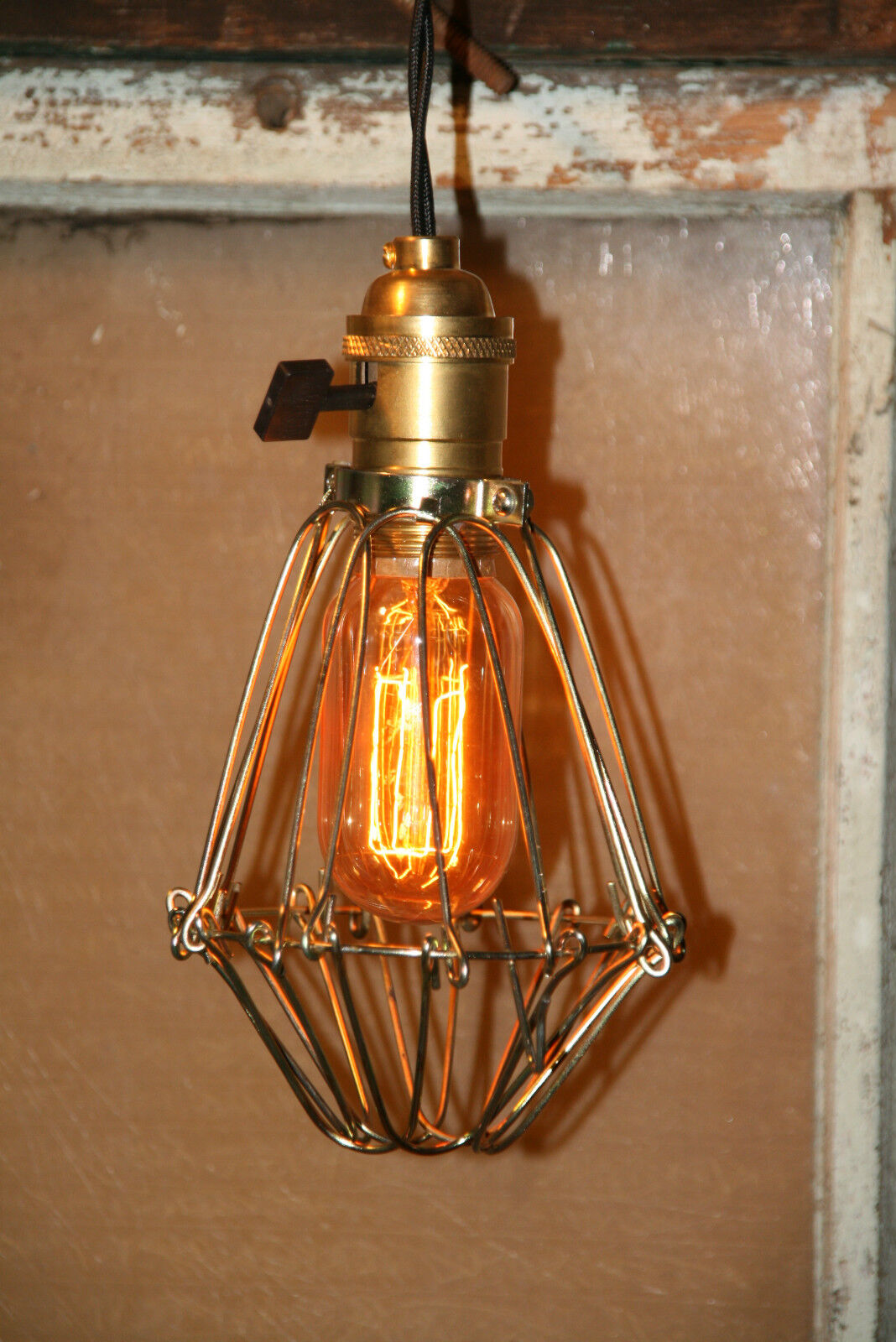 Industrial Vintage Style Wire Cage Guard for Pendant Light - GOLD CAGE ONLY