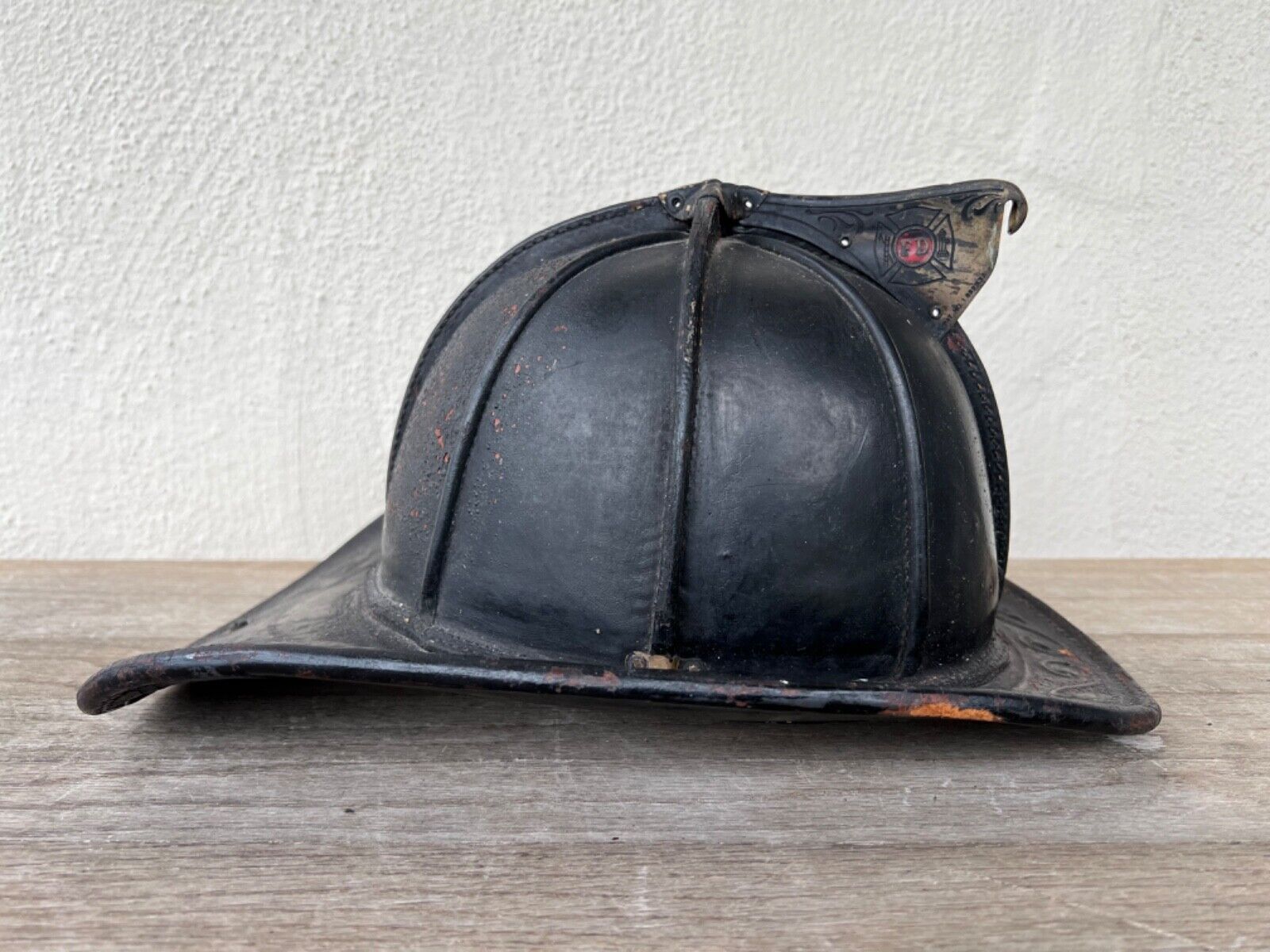Vintage Cairns Leather Fire Helmet 7 3/8 RARE SIZE Fireman Firefighter Antique