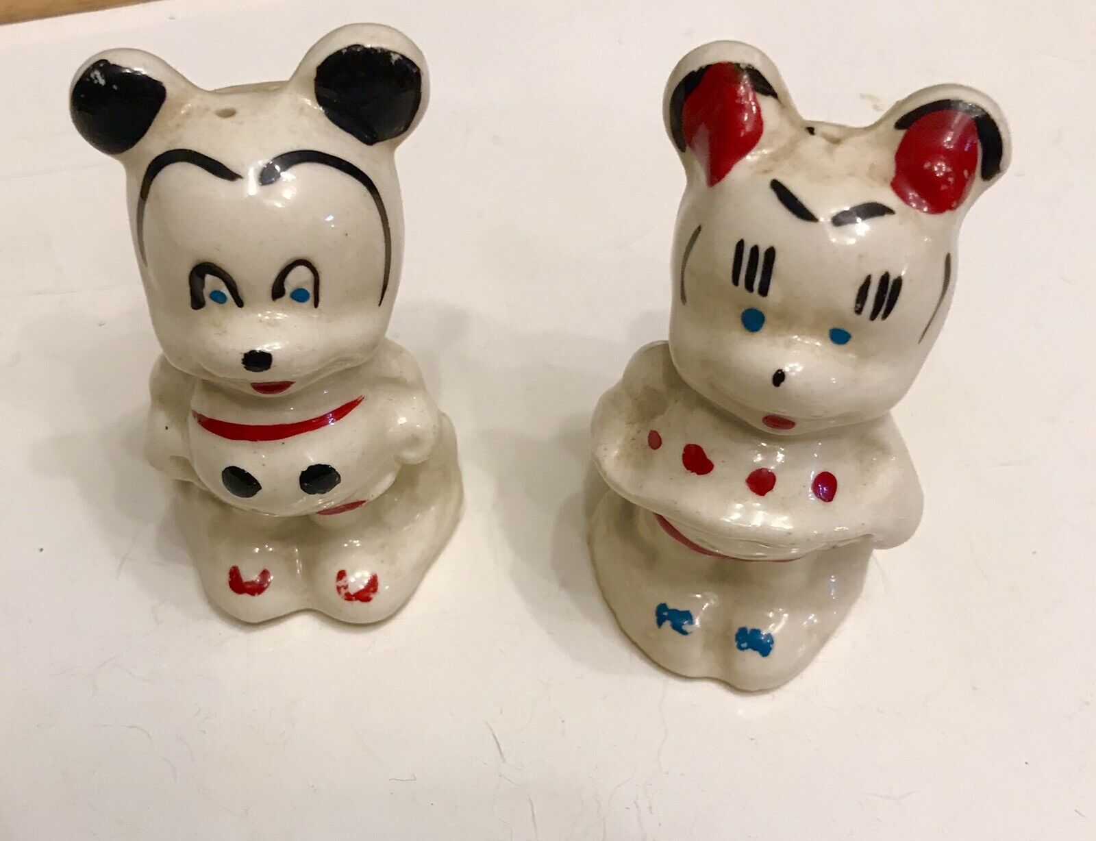Mickey & Minnie Mouse Antique Salt & Pepper Shakers Shawnee Pottery