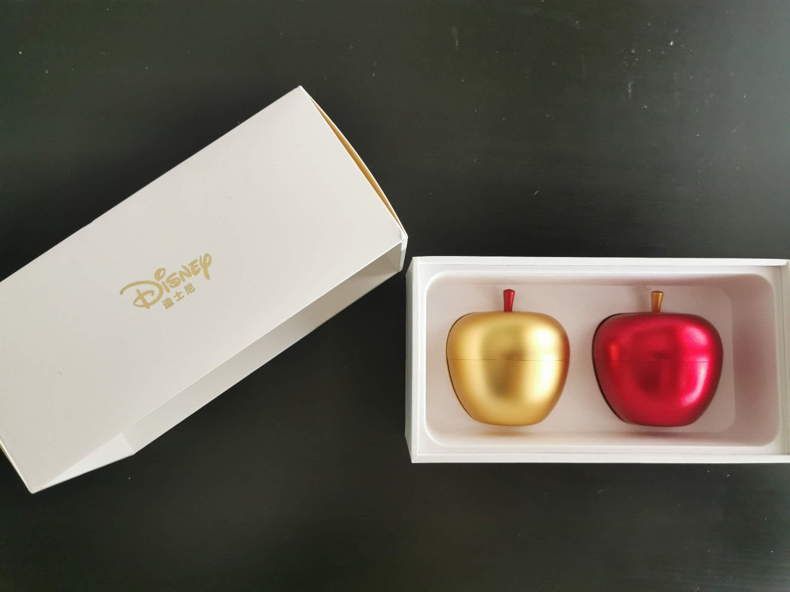 Rare Disney Luxury Metal Gold Red Color Apple Ring Box, Slightly used