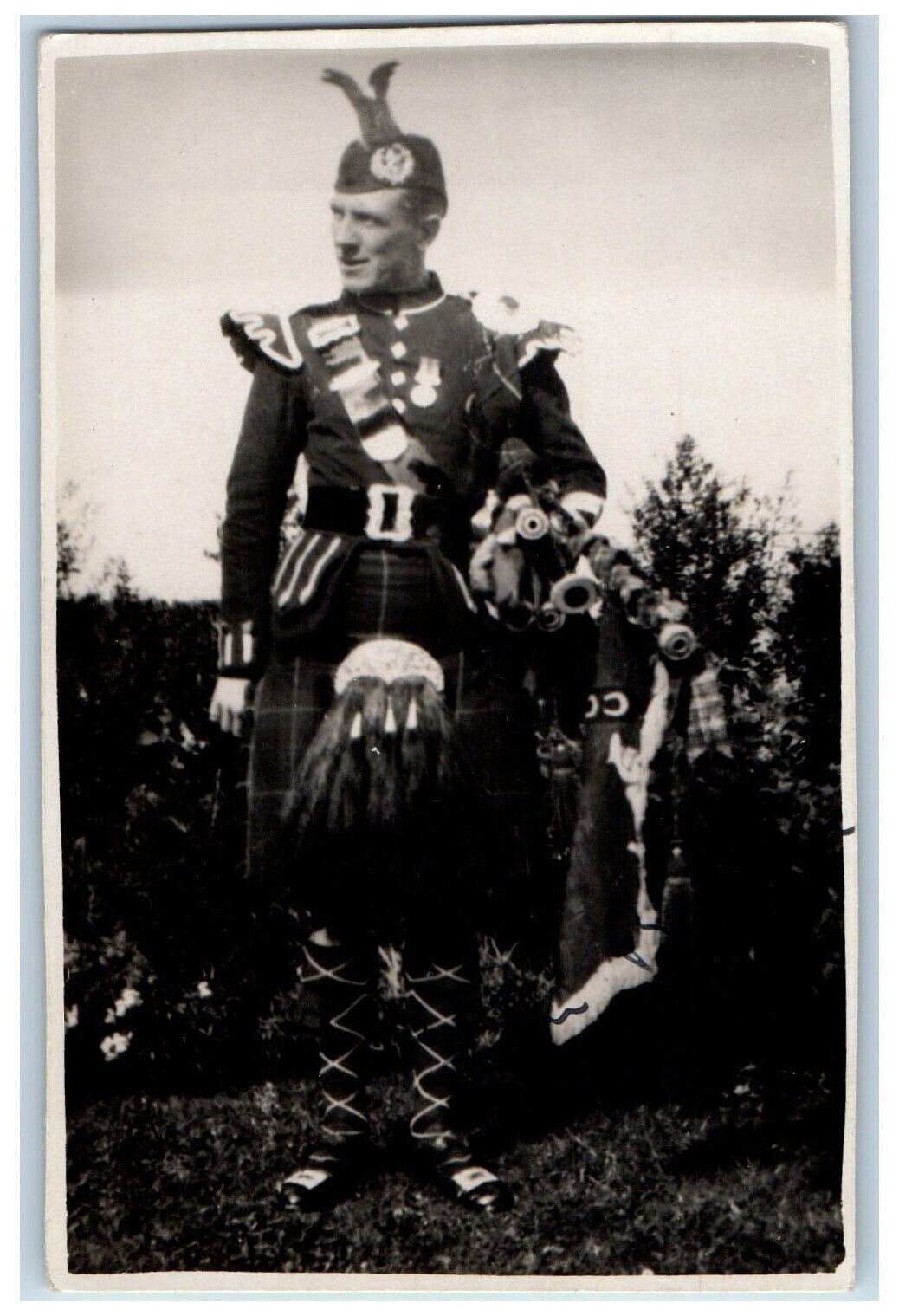 c1910's Postcard RPPC Photo Scottish Bagpipes Kilt Scotland Unposted Antique