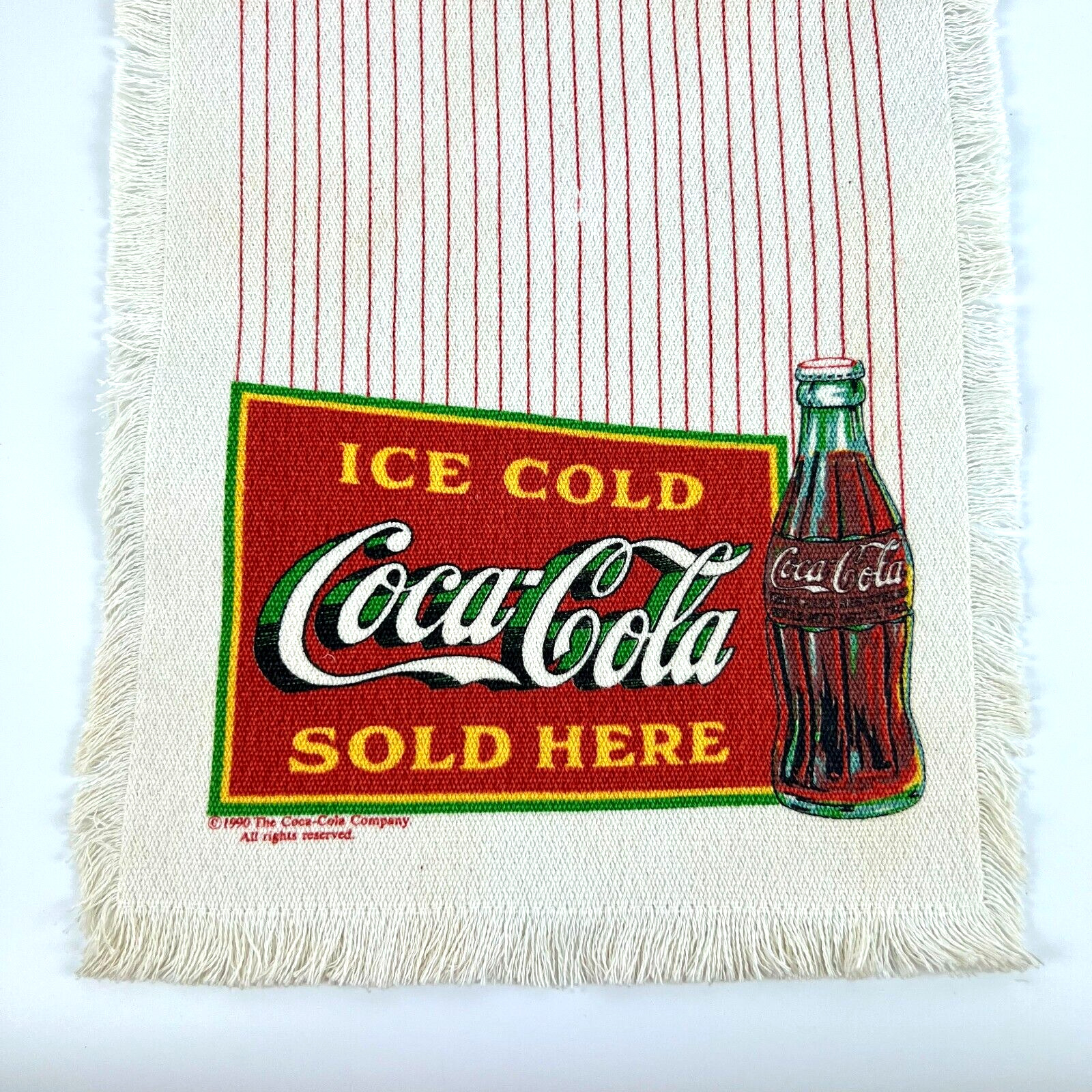 Vintage Coca-Cola Table Runner Advertisement 1990 Ice Cold Coca-Cola Sold Here