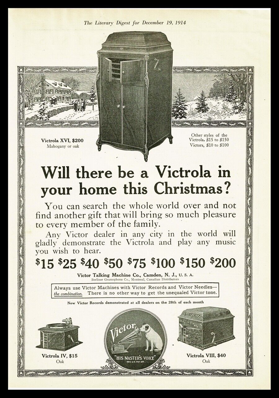 1914 Victor Victrola Phonograph Original Magazine Ad