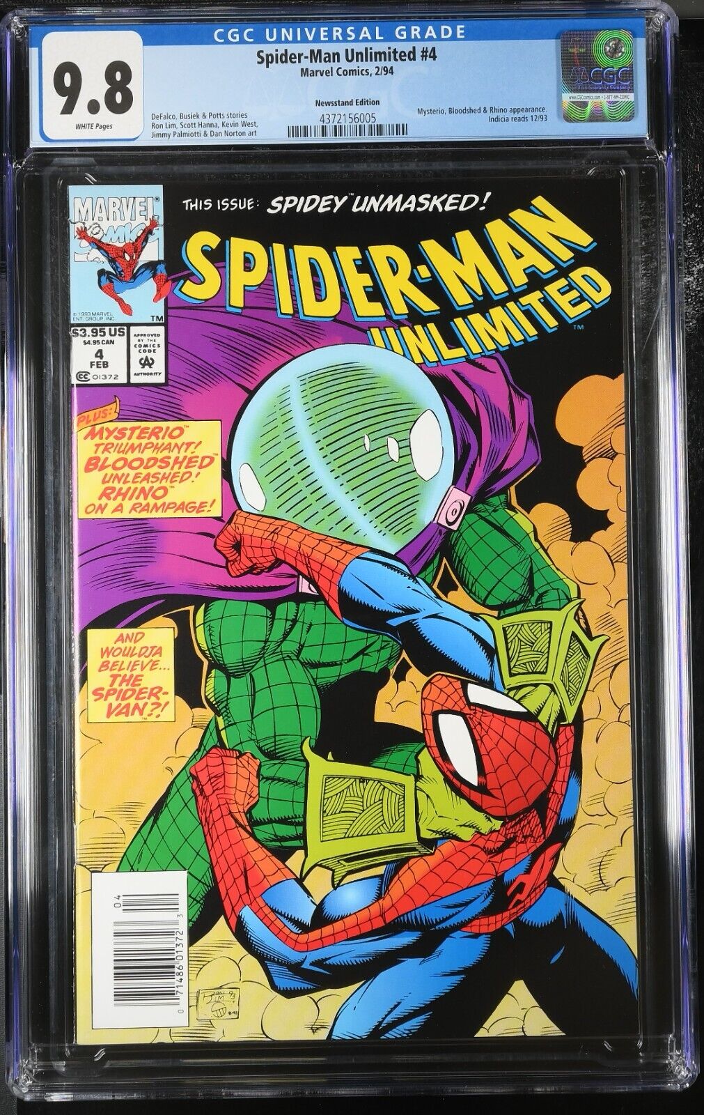 Spider-Man Unlimited #4 Newsstand CGC 9.8 NM/M Mysterio App. RARE Tom DeFalco