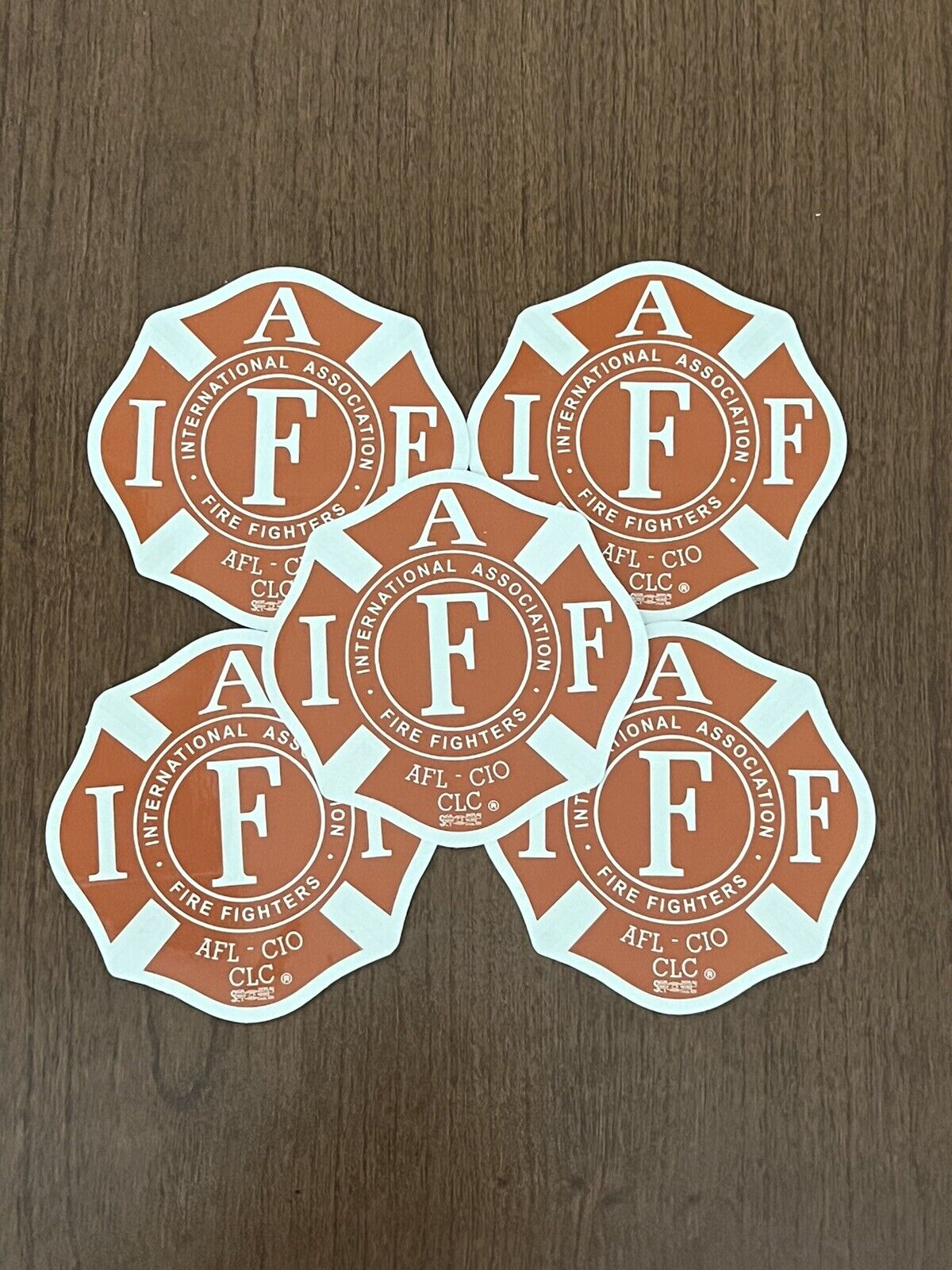 Lot of 5 IAFF FIREFIGHTER WINDOW Sticker DECALS W/ Union Bug  UT Burnt Orange