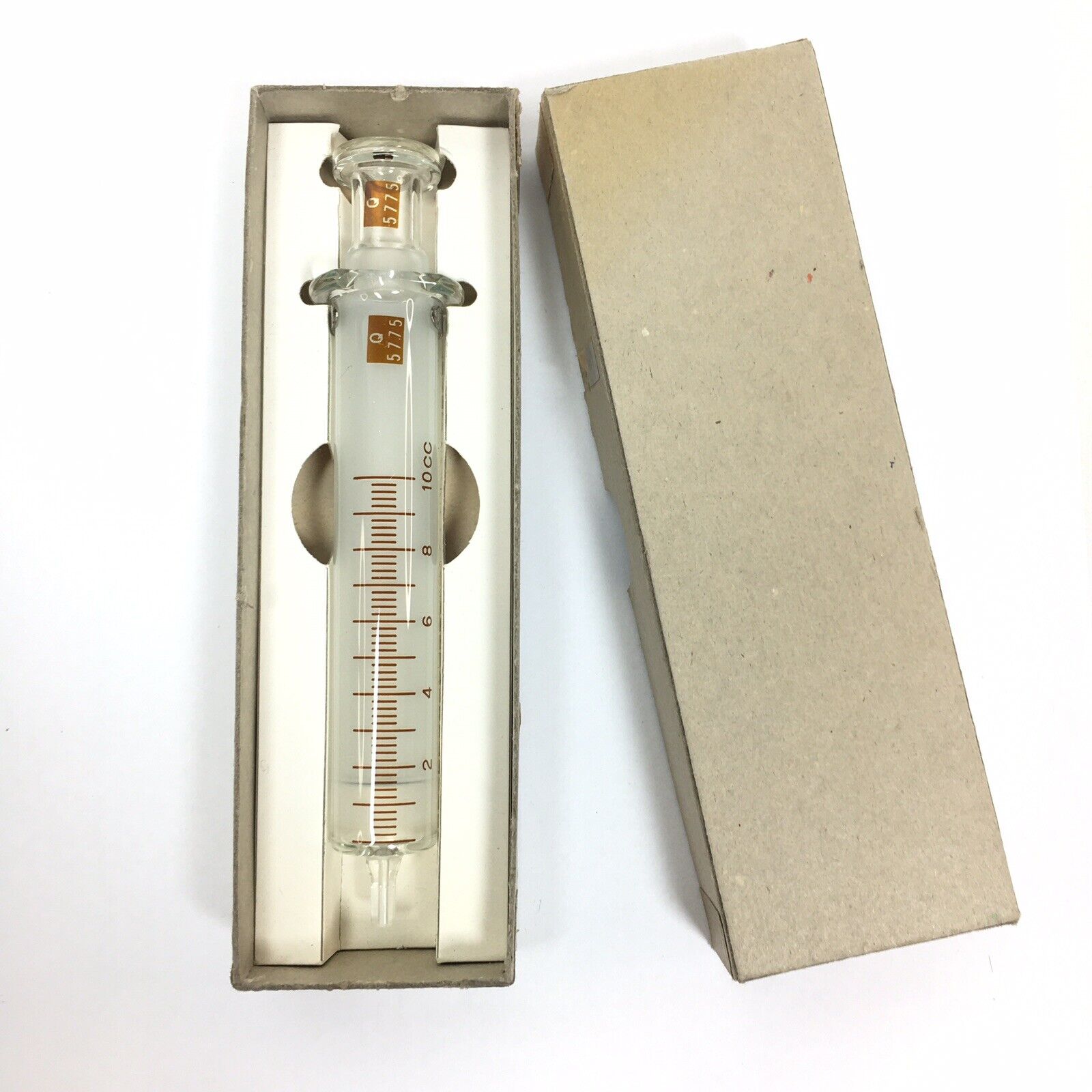 B-D Luer 10cc Glass Syringe PROPERTY of US • Q5775 Vintage 1953 Becton Dickinson