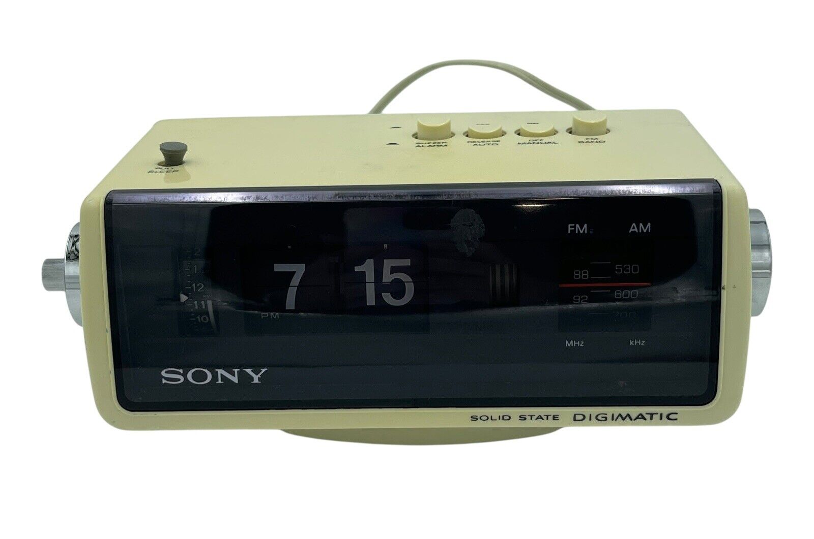 Sony Solid State Digimatic AM FM Radio Flip Clock 8FC-100W TURNS ON Vtg 80s Read