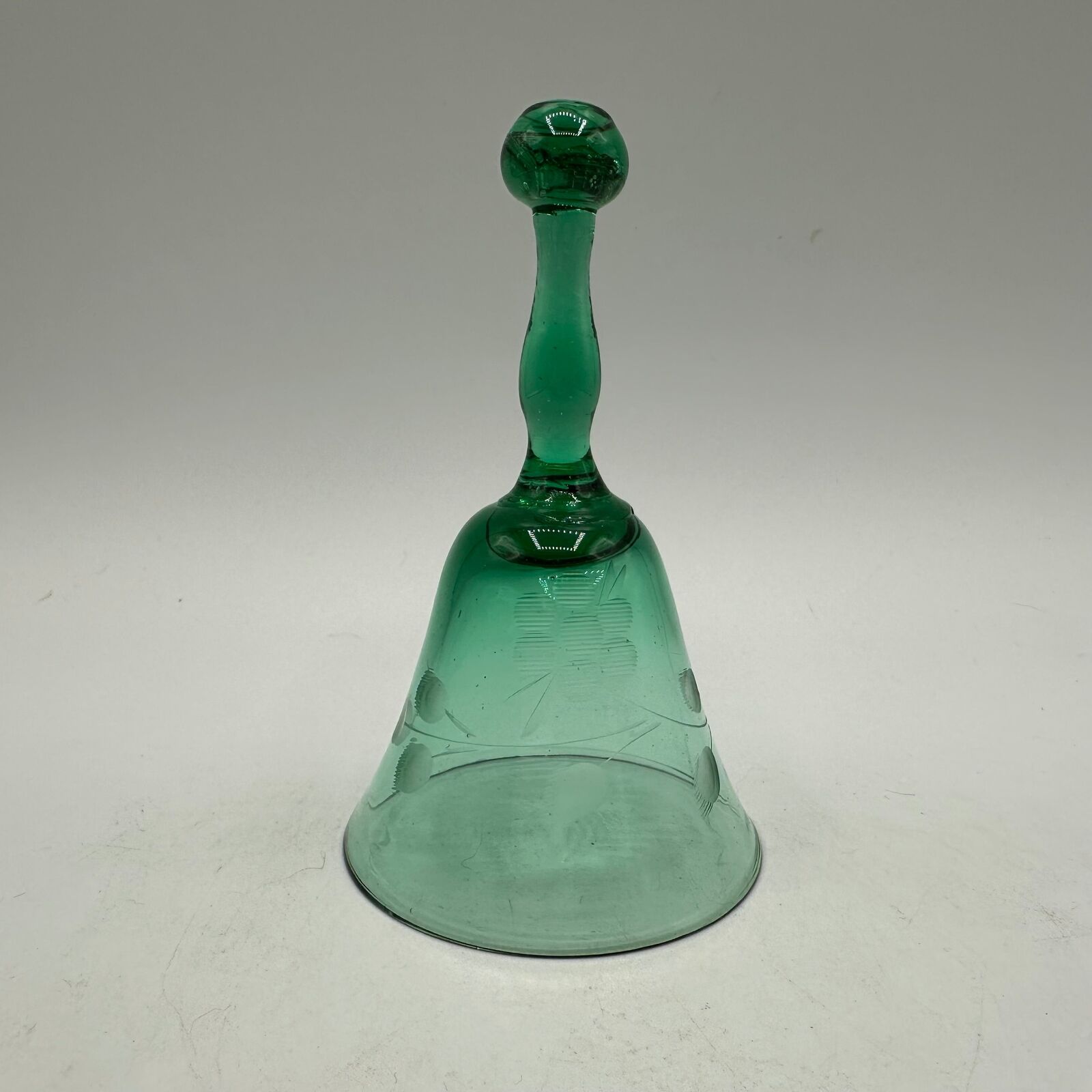 Delicate Green Etched Bell, Vintage