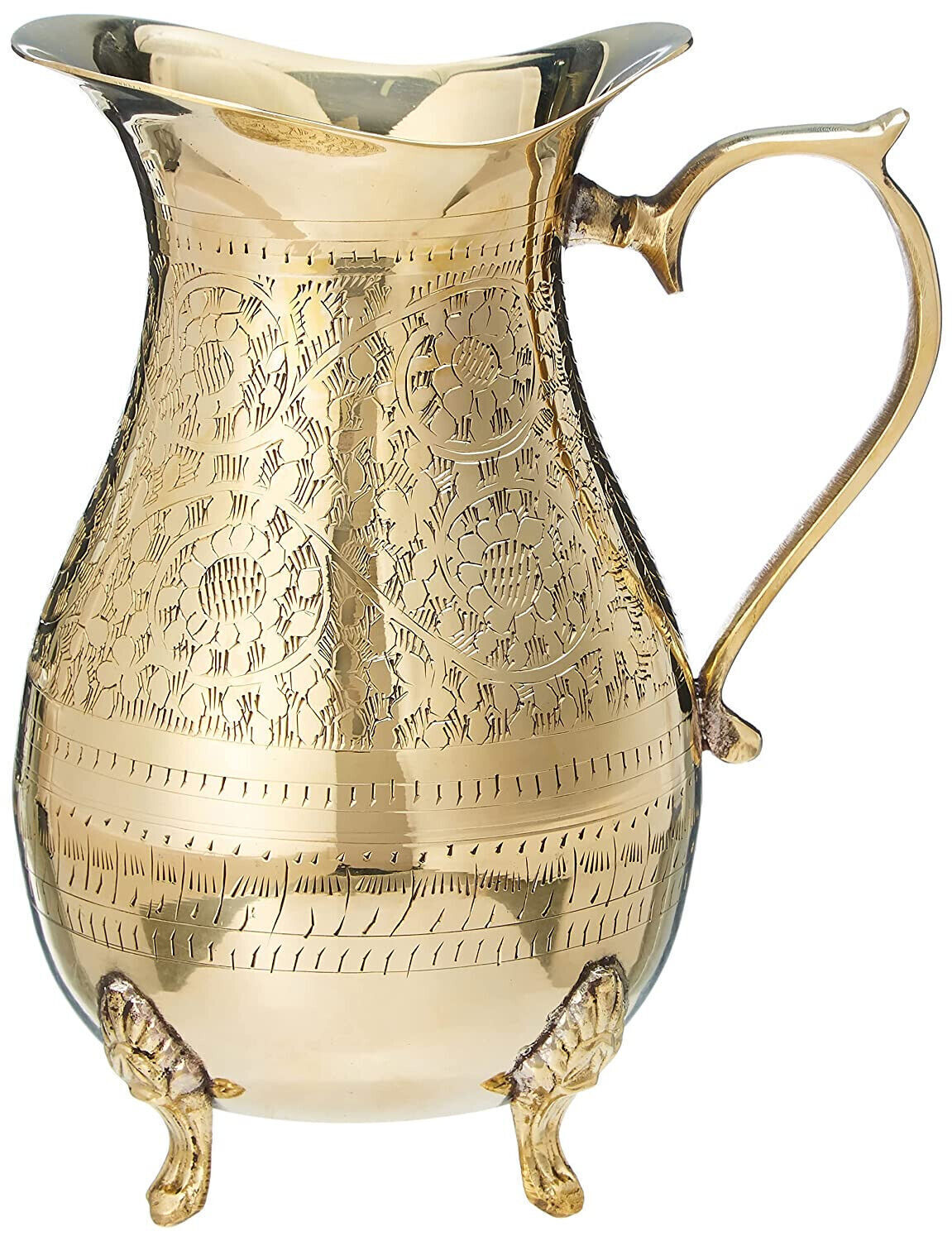 Indian Traditional Handmade Brass Jug With 4 Legs For Serving Drinking Water
