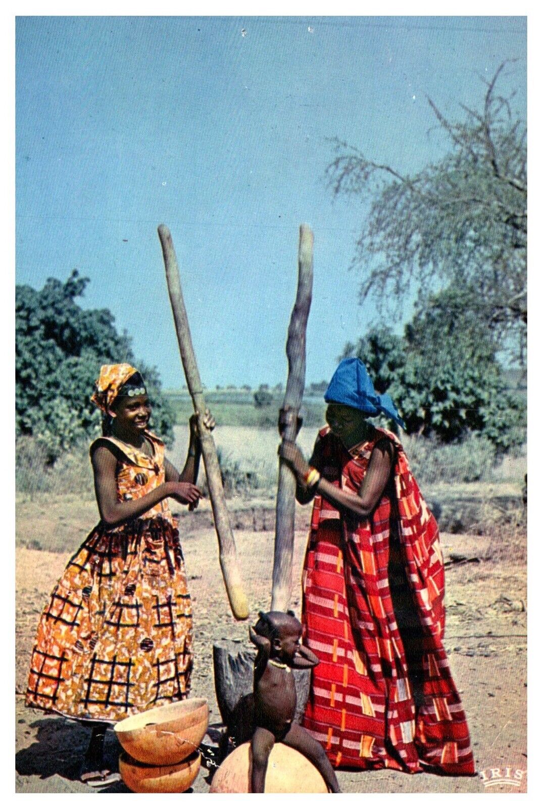 Africa Pileuses Women Grinding Unposted Wob Chrome Postcard