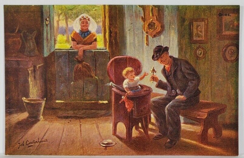 Artist Johan Gerstenhauer Darling Father with Child Postcard R20