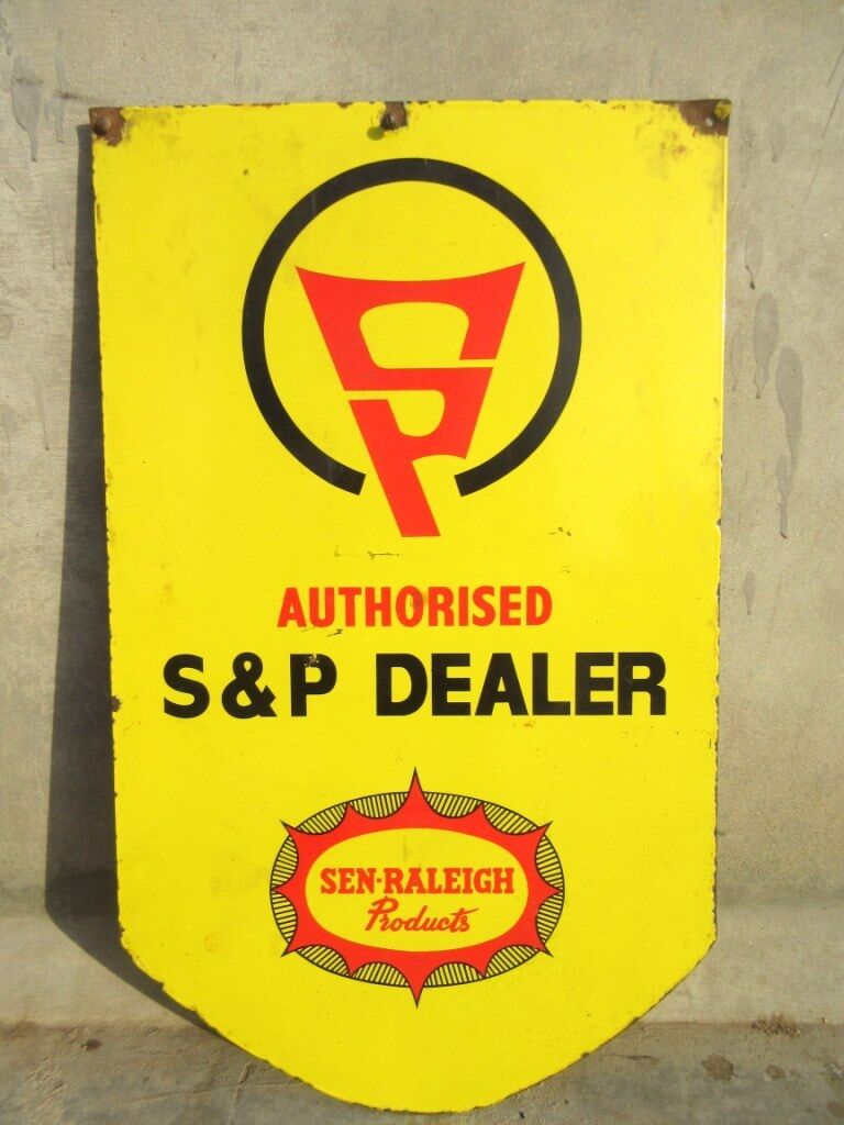 Vintage Old Sen Raleigh Bicycle Sale Parts Dealer Ad Porcelain Enamel Sign Board