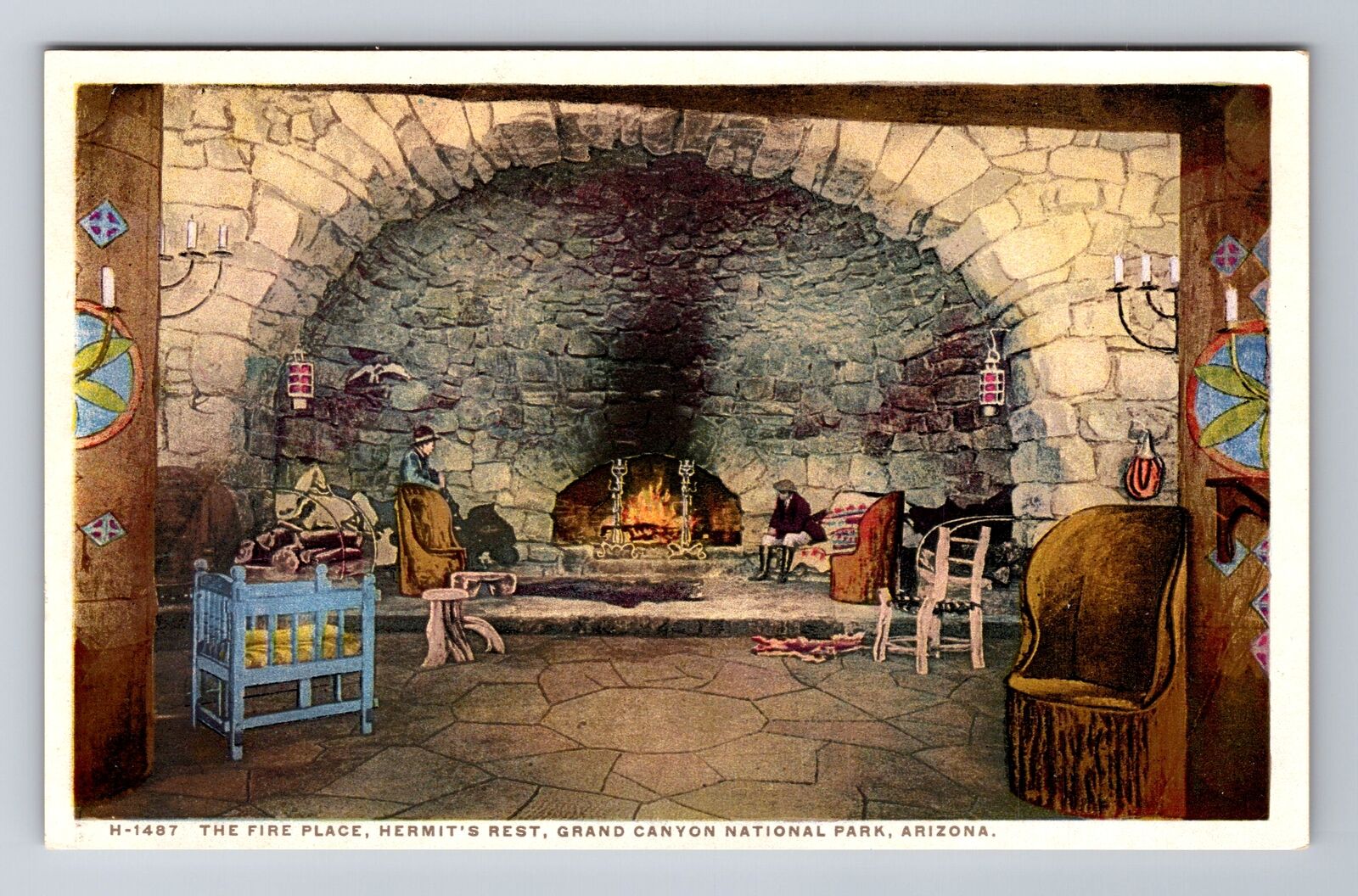 AZ-Arizona, The Fire Place, Hermit's Rest, Antique, Vintage Souvenir Postcard