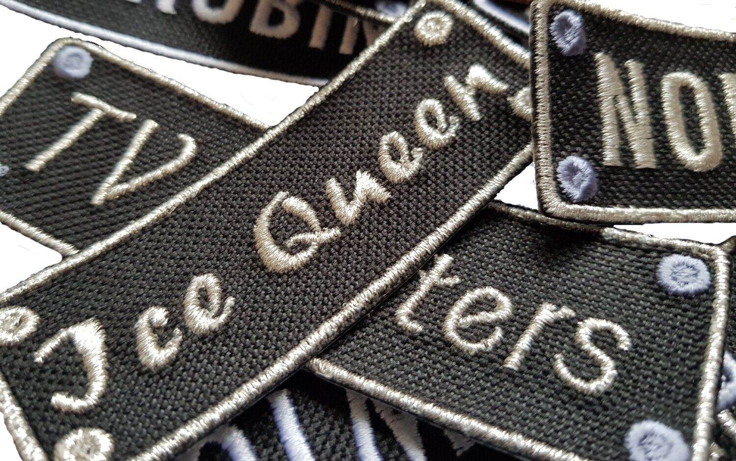 Personalised Name Embroidered Patches Sew Iron On Hook&Loop Badge Biker Applique