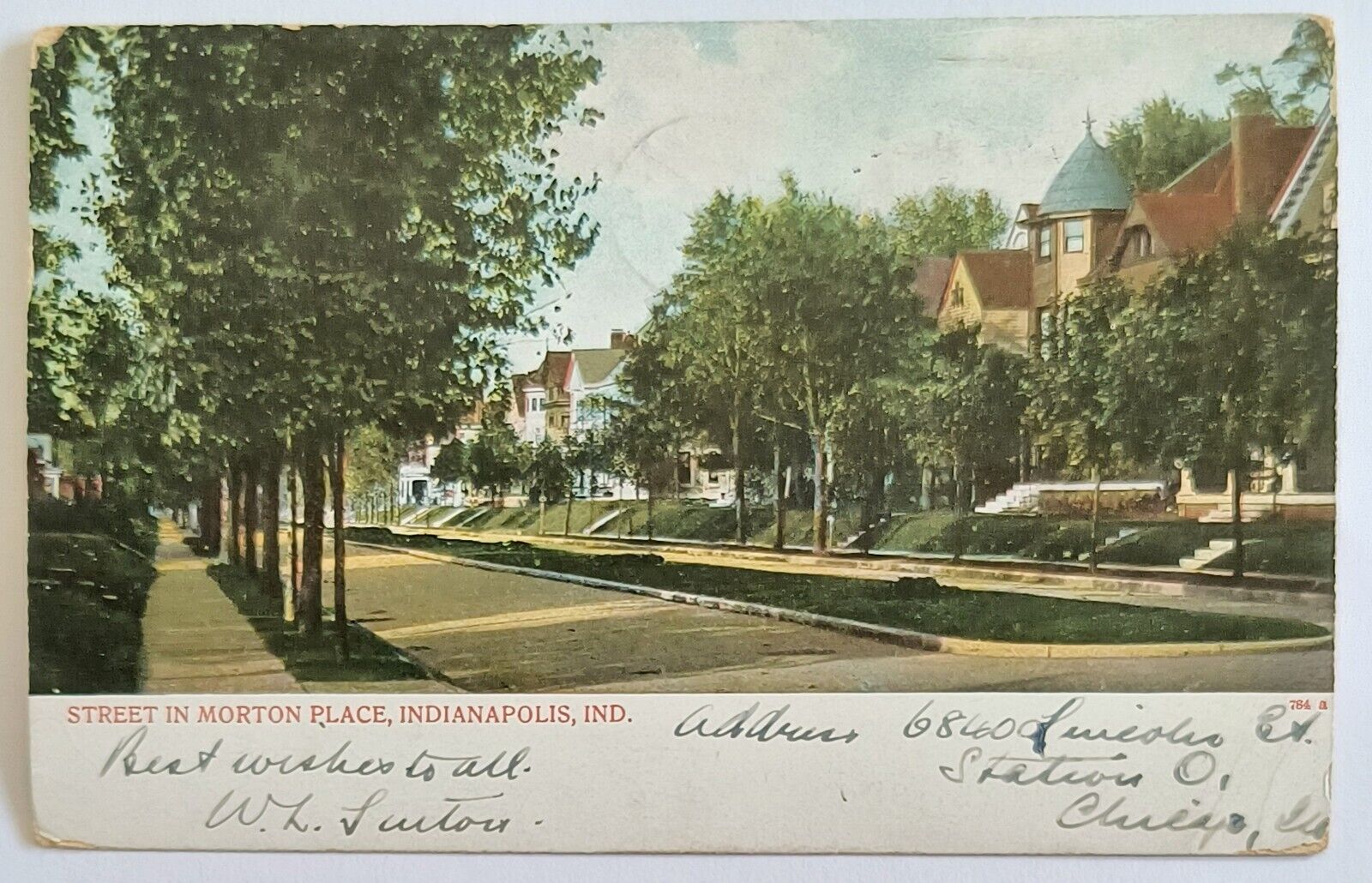 Indianapolis IN Indiana Street in Morton Place Vintage 1906 Postcard M5