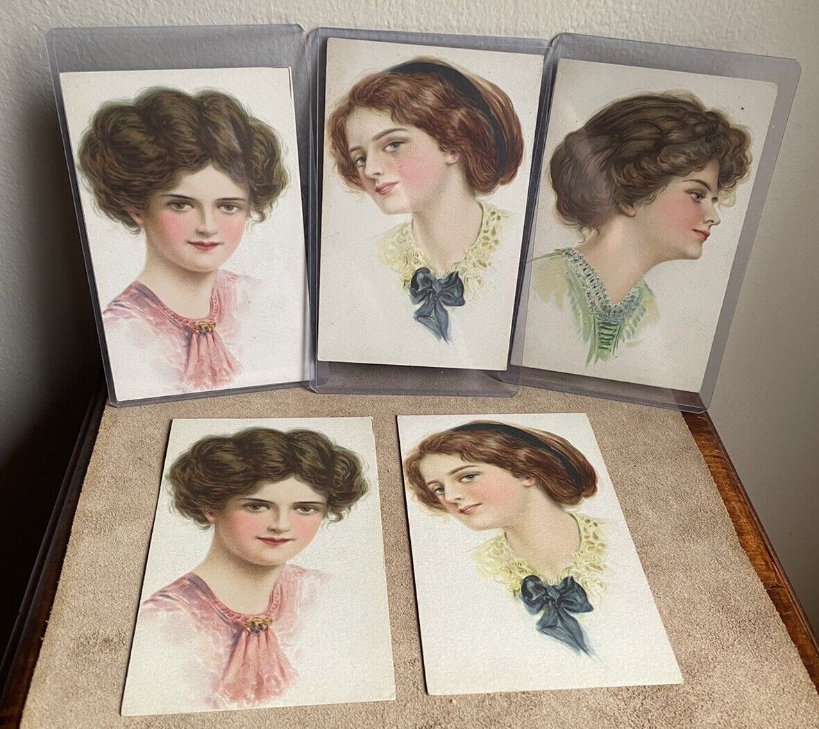 Antique E. Nash 1910 Postcard Lot Unused Series 89 1/2 Victorian Girls Rare