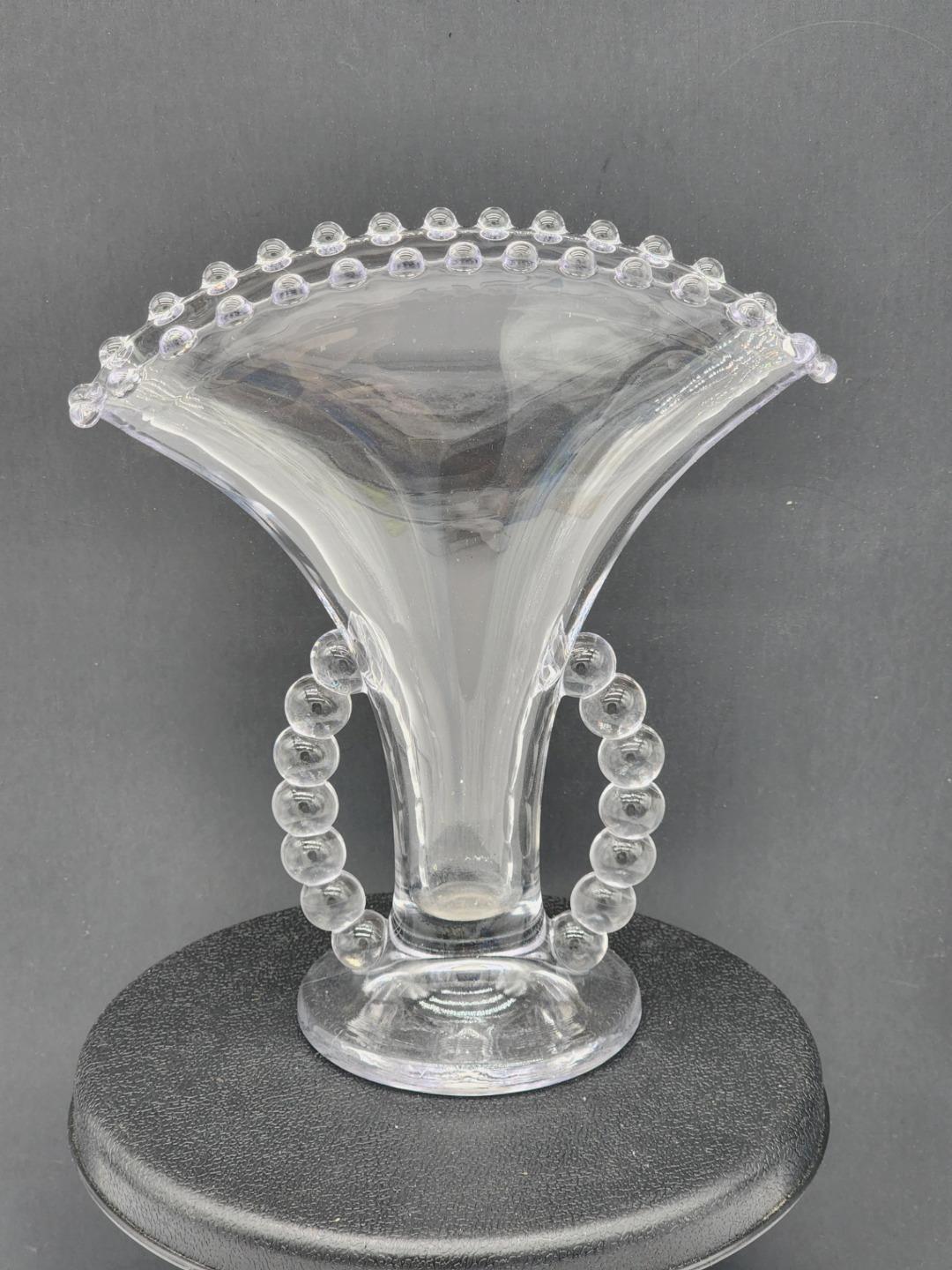Imperial Glass Candlewick Vase, Fan Shape, Flared Vase, Two handled Vase 8.5\