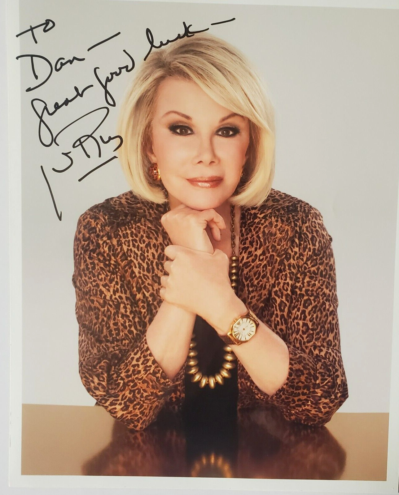 Autograph Joan Rivers Hollywood Actress signed to Dan 8x10 Photo