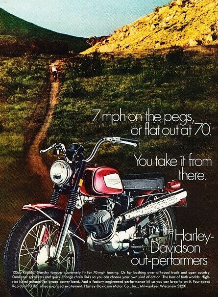1970 Harley Davidson Rapido Motorcycle Original Advertisement Print Art Ad K95
