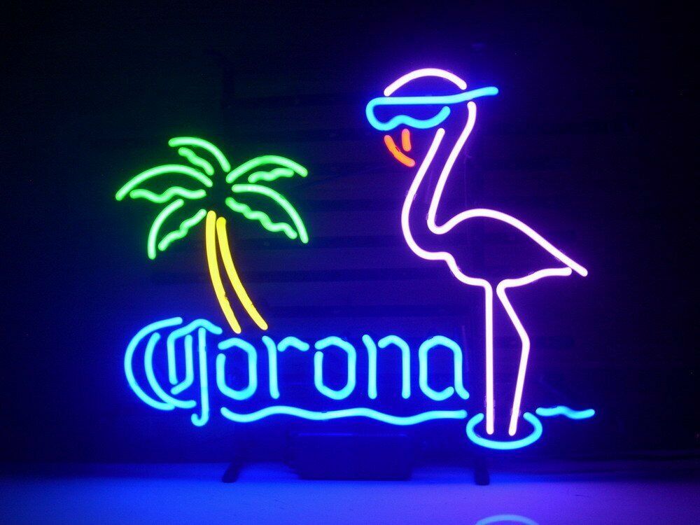 New Corona Pink Flamingo Neon Light Sign 17\