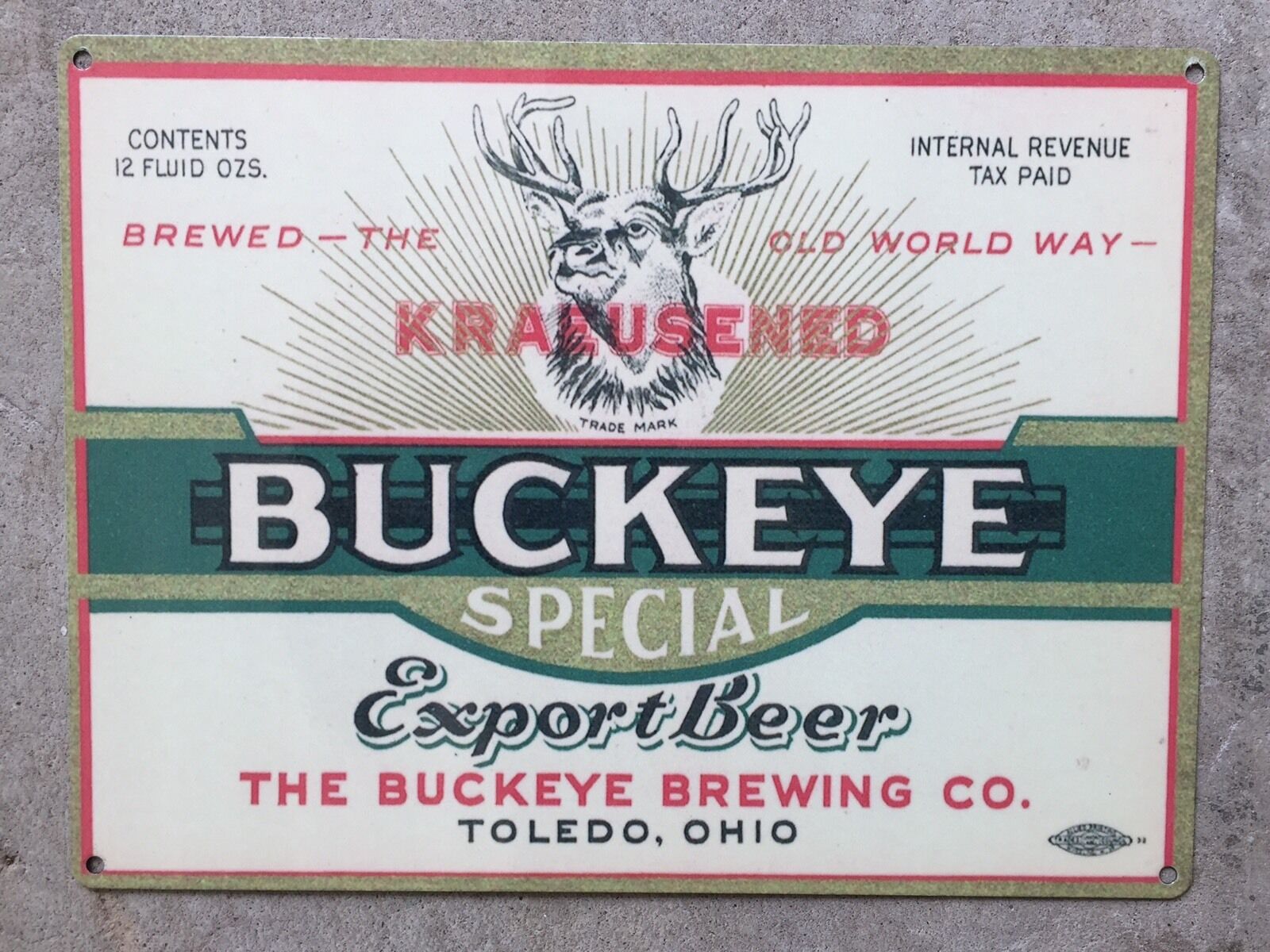 Buckeye Brewing Buckeyes Beer Columbus Toledo Ohio State Football Metal Sign 