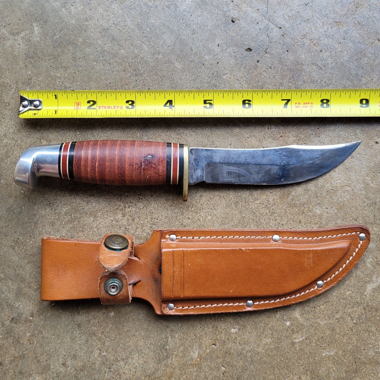 Western L66I Fixed Blade Hunting Knife With Leather Sheath USA