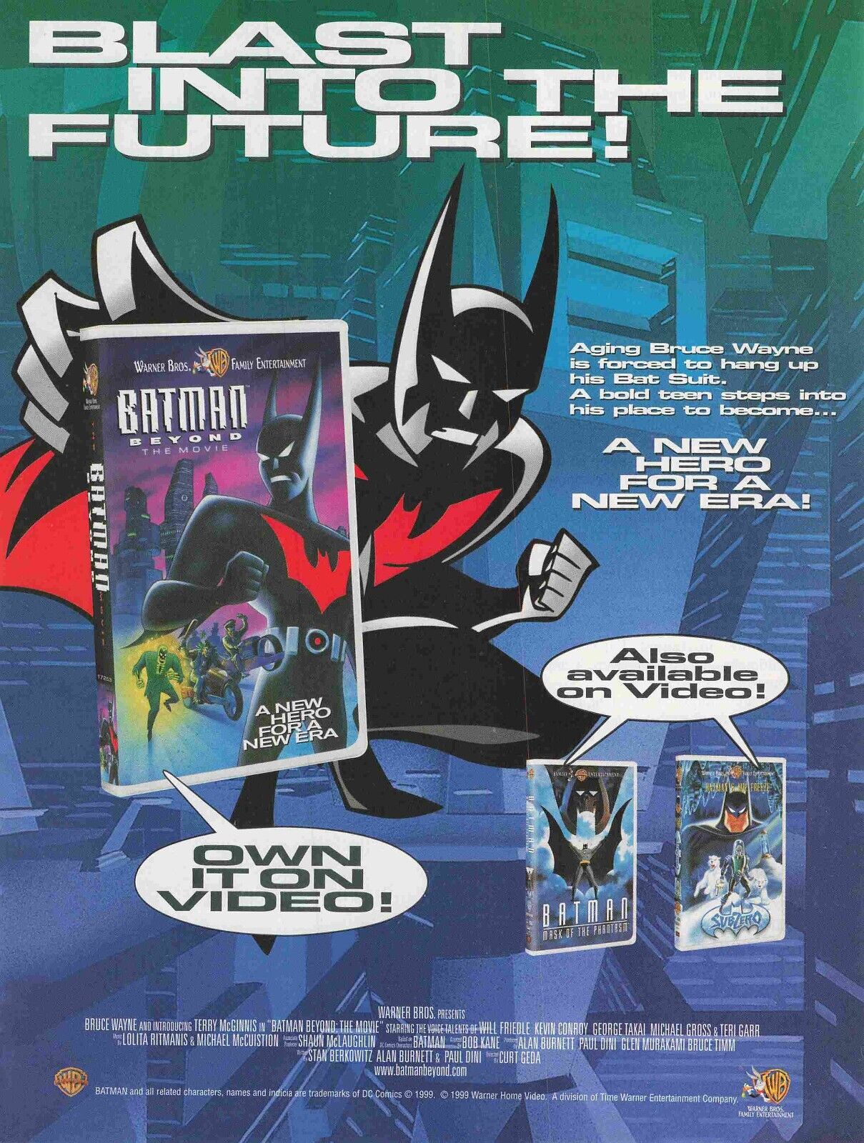 Batman Beyond The Movie Vhs Subzero Ad 1990S Vtg Print Ad 8X11 Wall Poster Art
