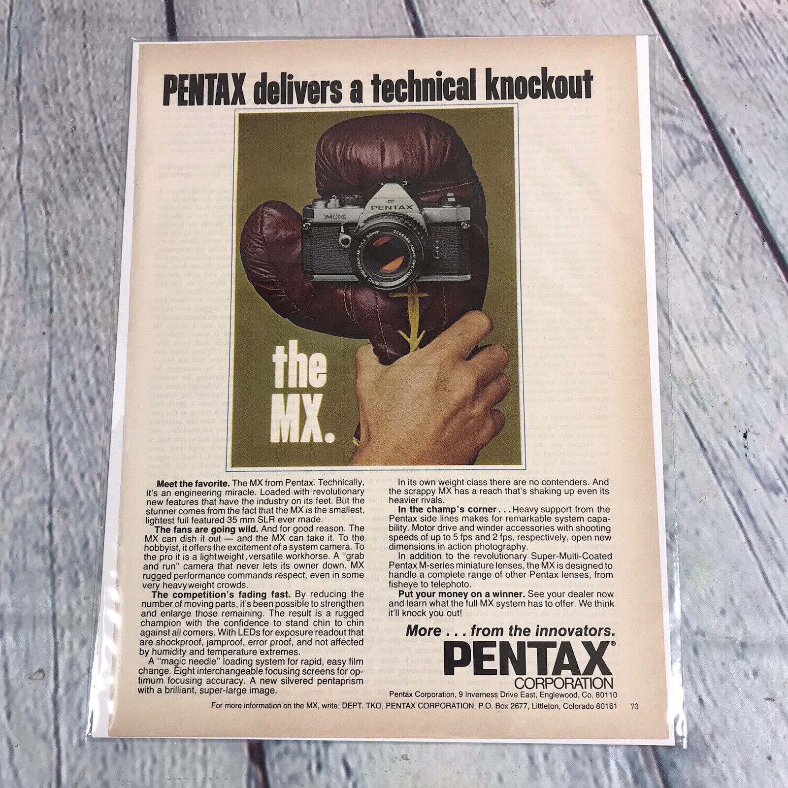 Vintage 1978 Print Ad Pentax MX 35mm SLR Camera Magazine Advertisement Ephemera